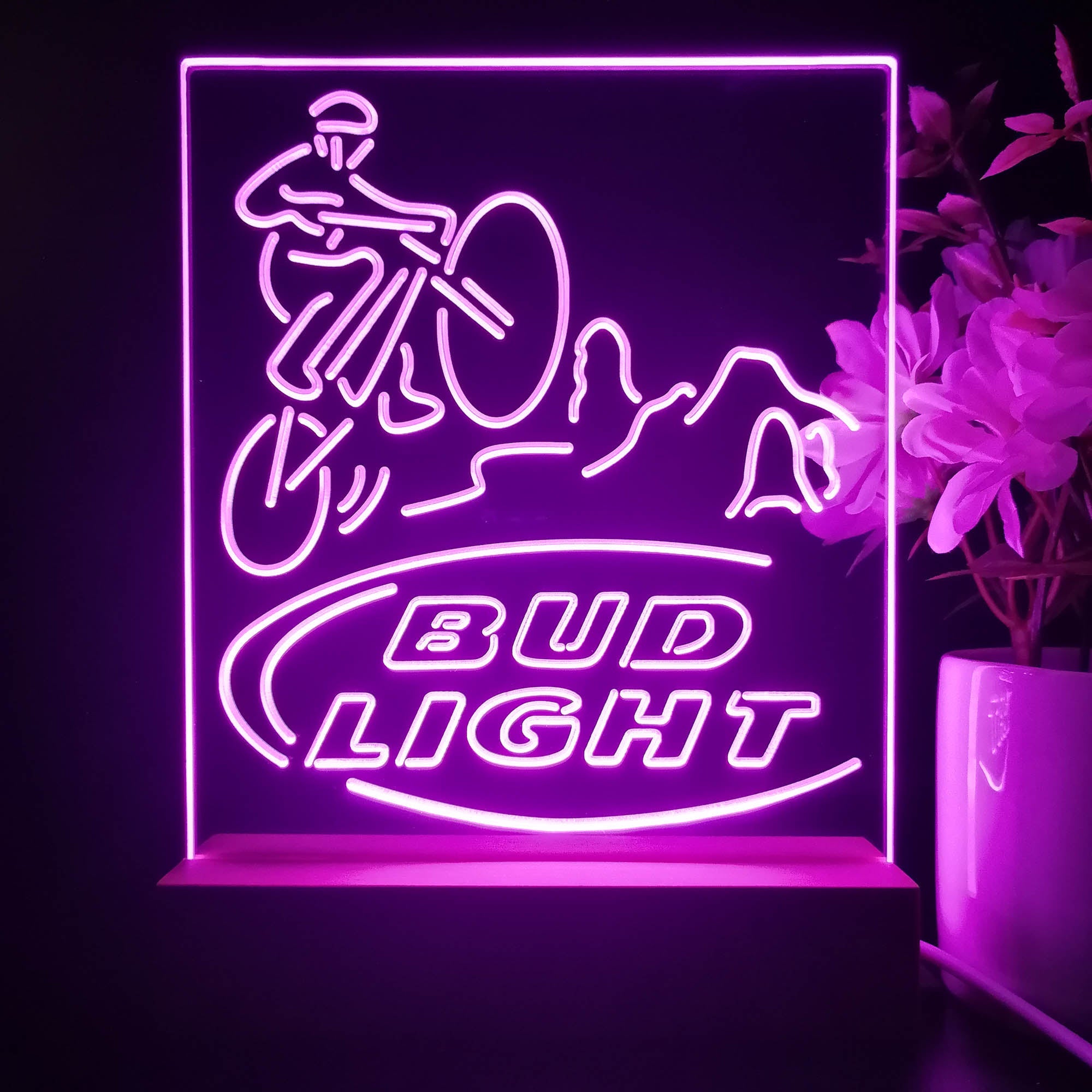 Bud Light Mountain Bike Night Light Neon Pub Bar Lamp