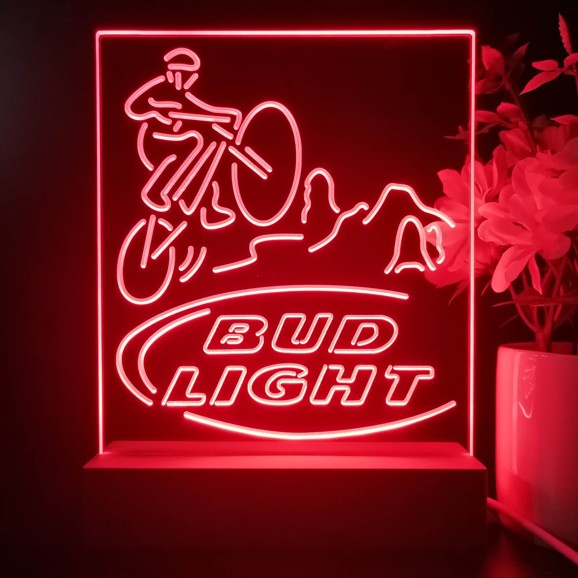 Bud Light Mountain Bike Night Light Neon Pub Bar Lamp