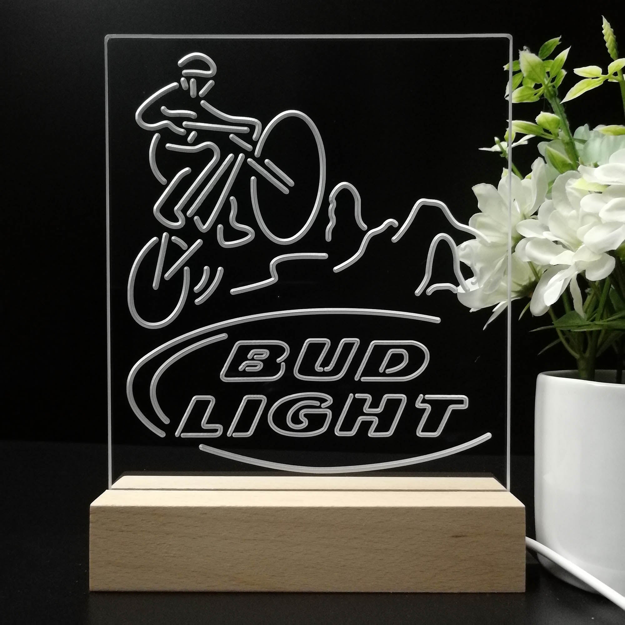 Bud Light Mountain Bike Night Light Neon Pub Bar Lamp