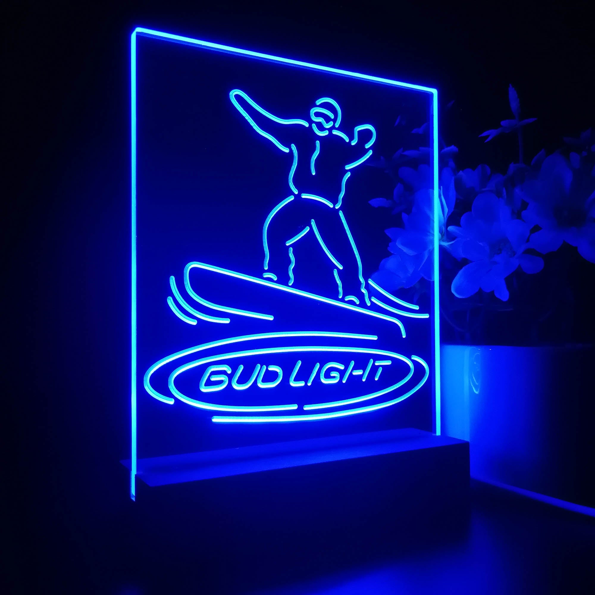 Bud Light Snowboarder Night Light Neon Pub Bar Lamp
