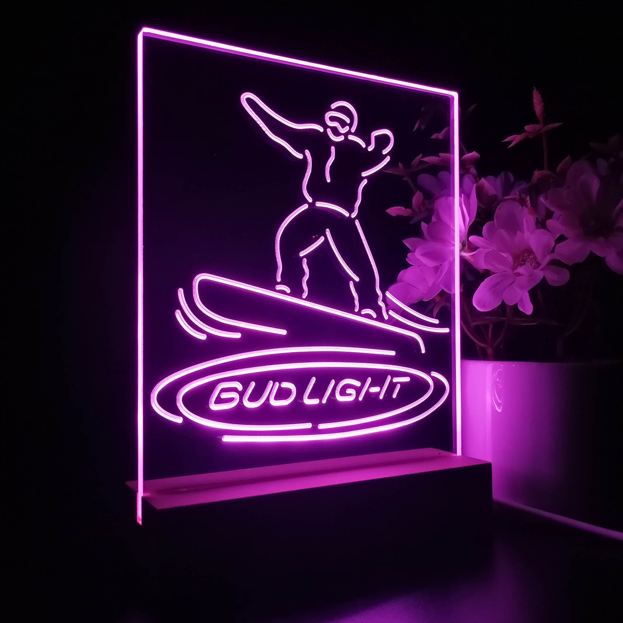 Bud Light Snowboarder Night Light Neon Pub Bar Lamp