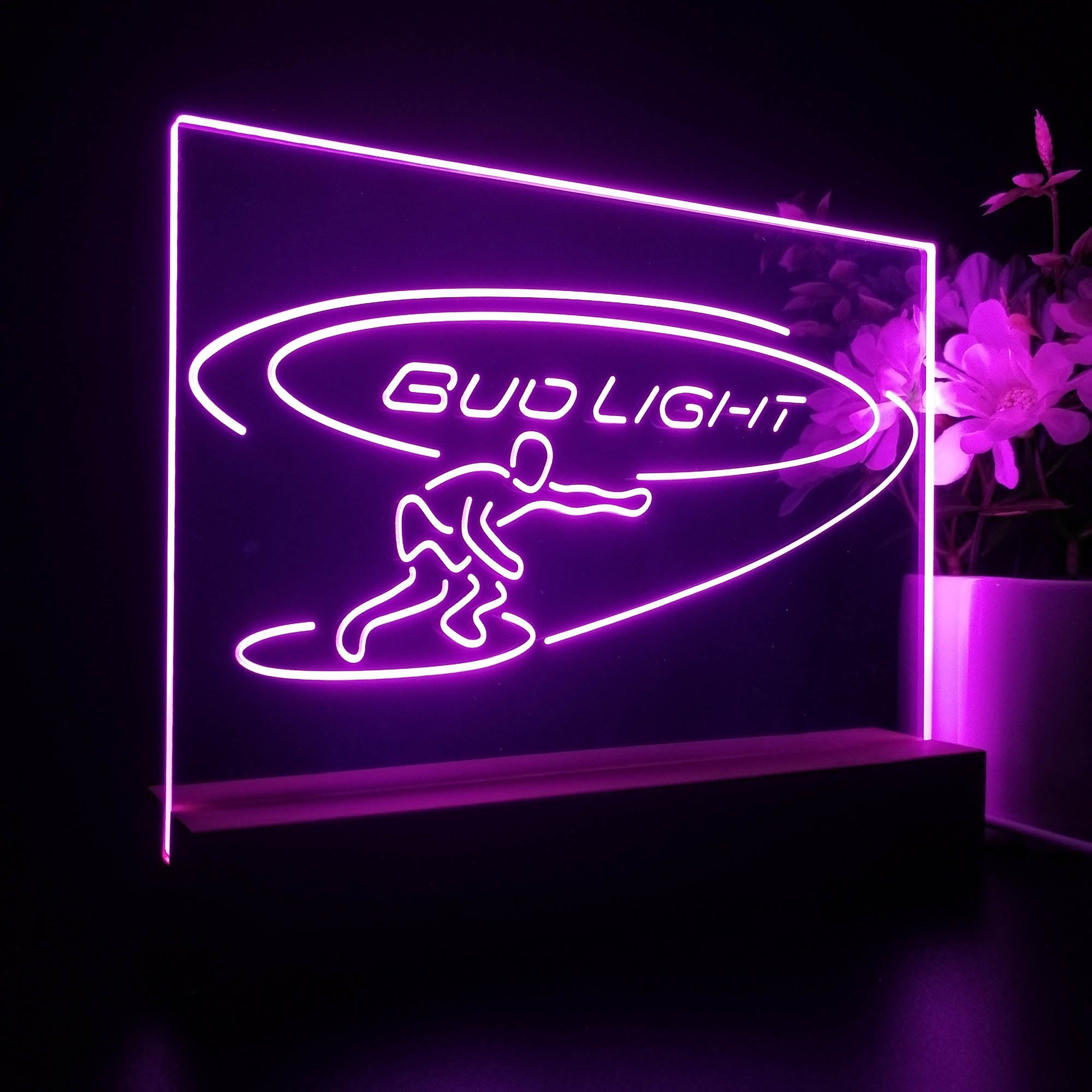 Bud Light Surf Snowboarder Neon Sign Pub Bar Lamp