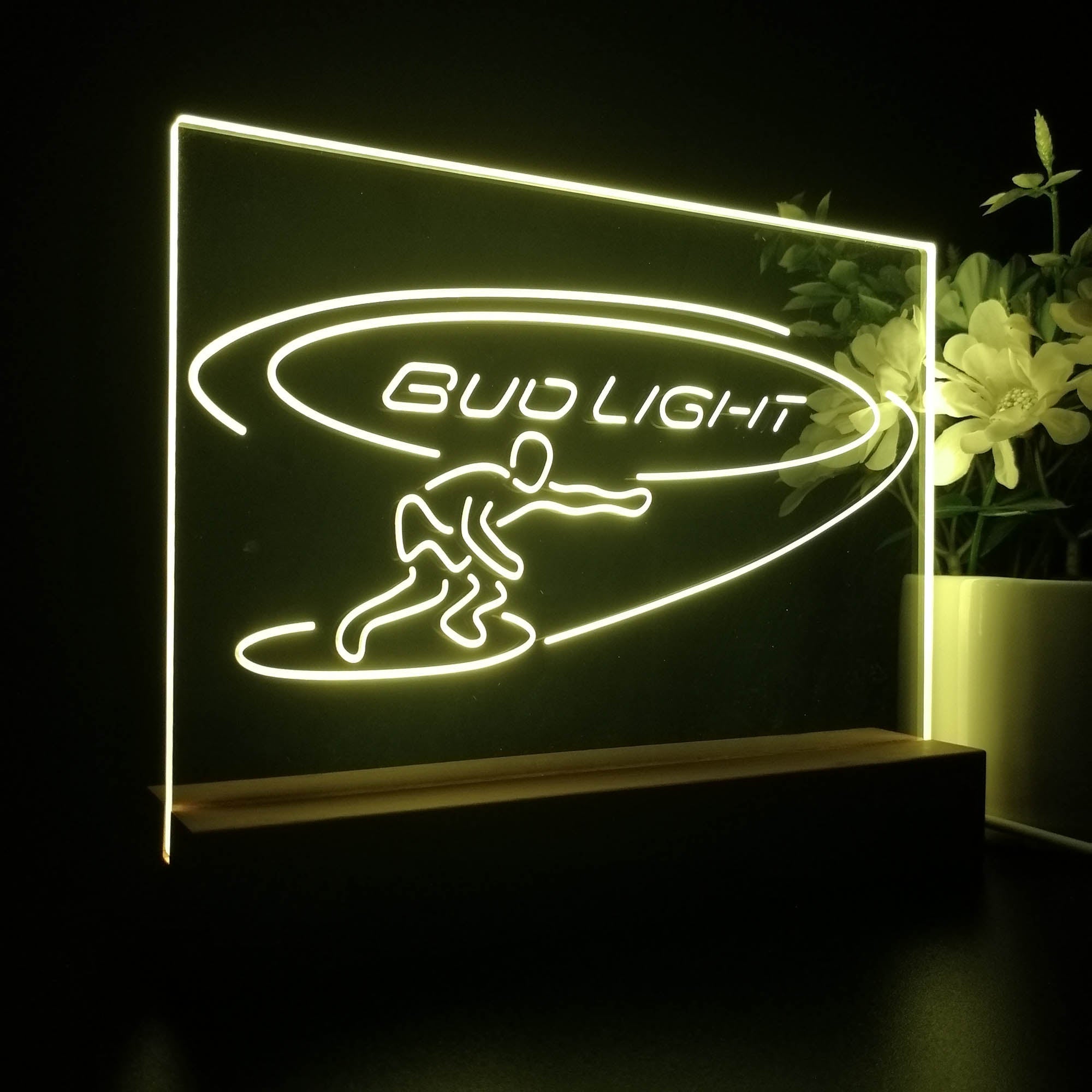 Bud Light Surf Snowboarder Neon Sign Pub Bar Lamp
