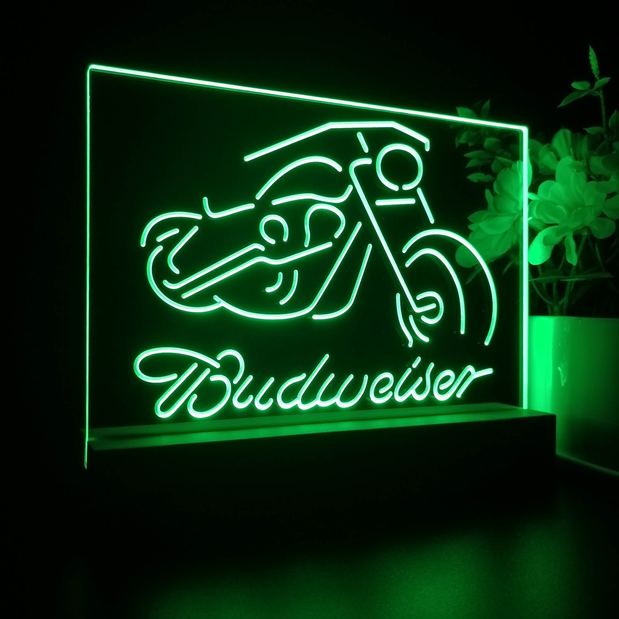 Budweiser Motorcycle Garage Neon Sign Pub Bar Lamp