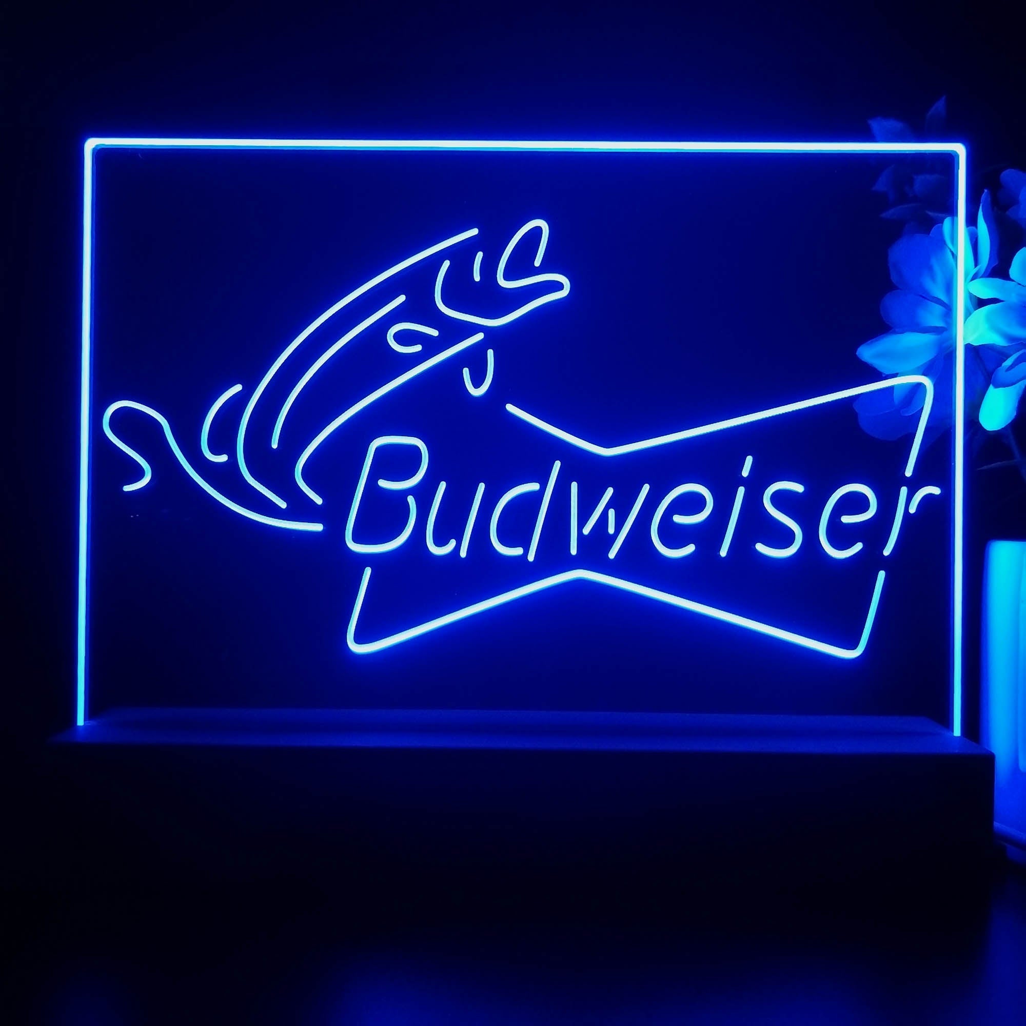 Budweiser Bow Tie Fishing Neon Sign Pub Bar Lamp