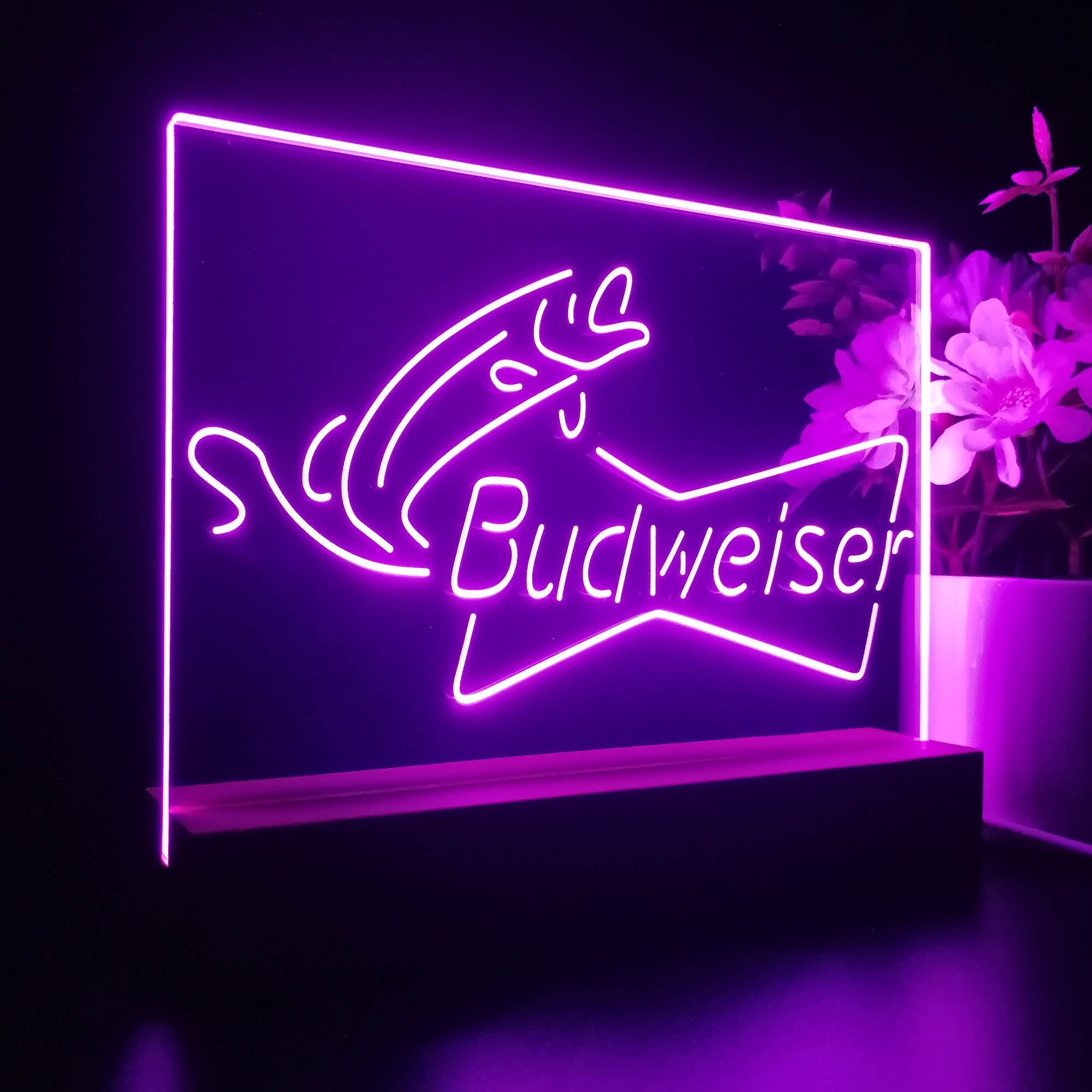 Budweiser Bow Tie Fishing Neon Sign Pub Bar Lamp