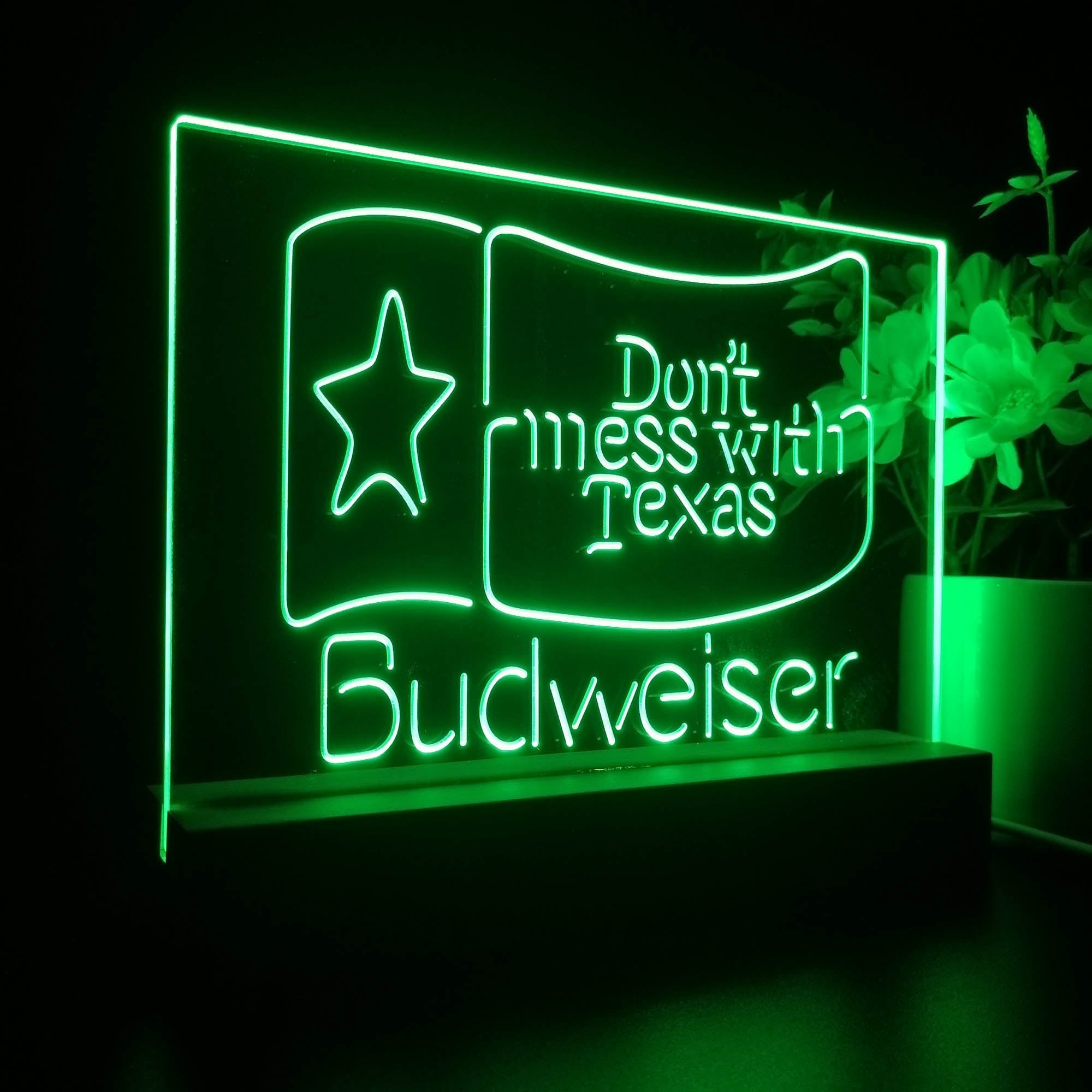 Budweiser Don't Mess with Texas Neon Sign Pub Bar Lamp
