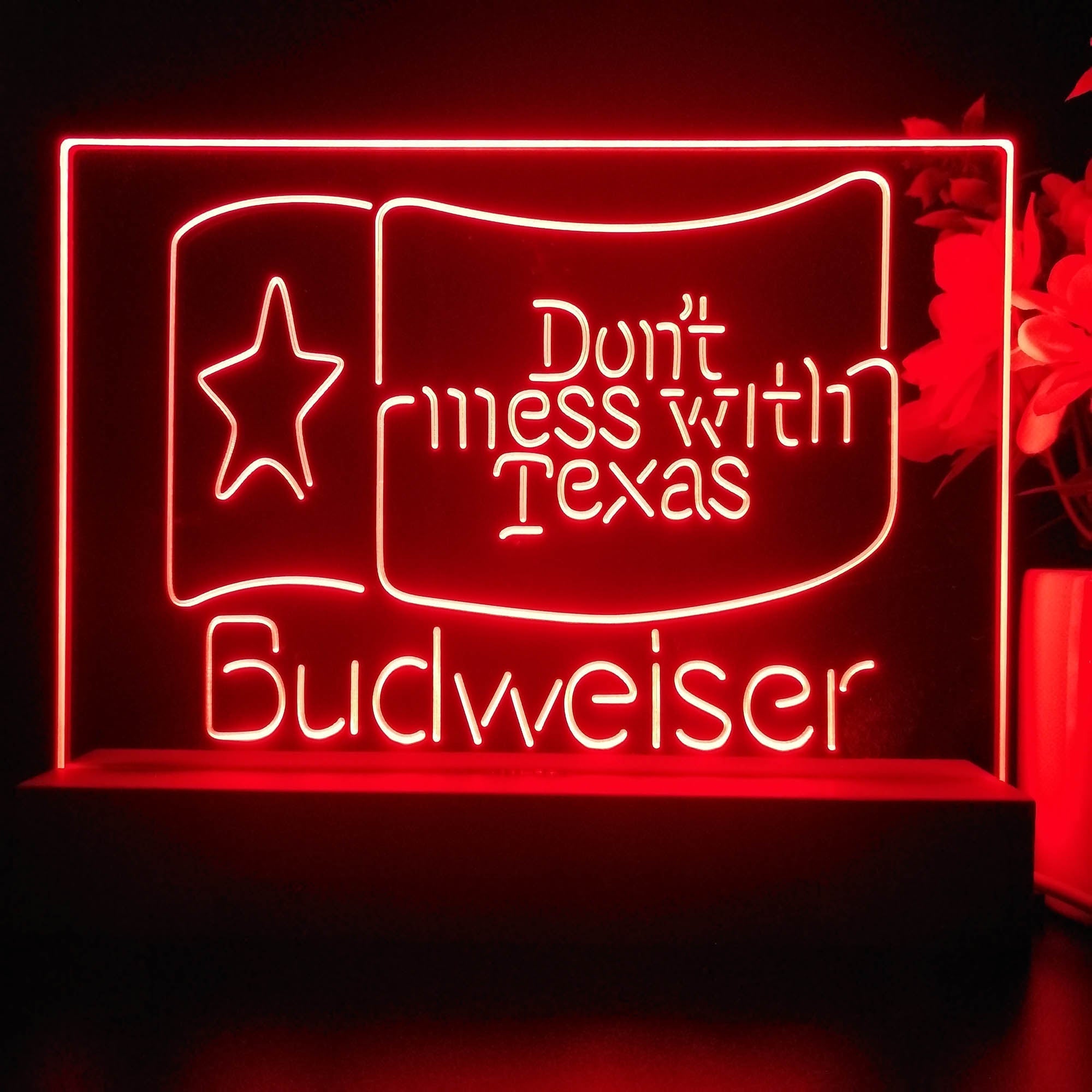 Budweiser Don't Mess with Texas Neon Sign Pub Bar Lamp