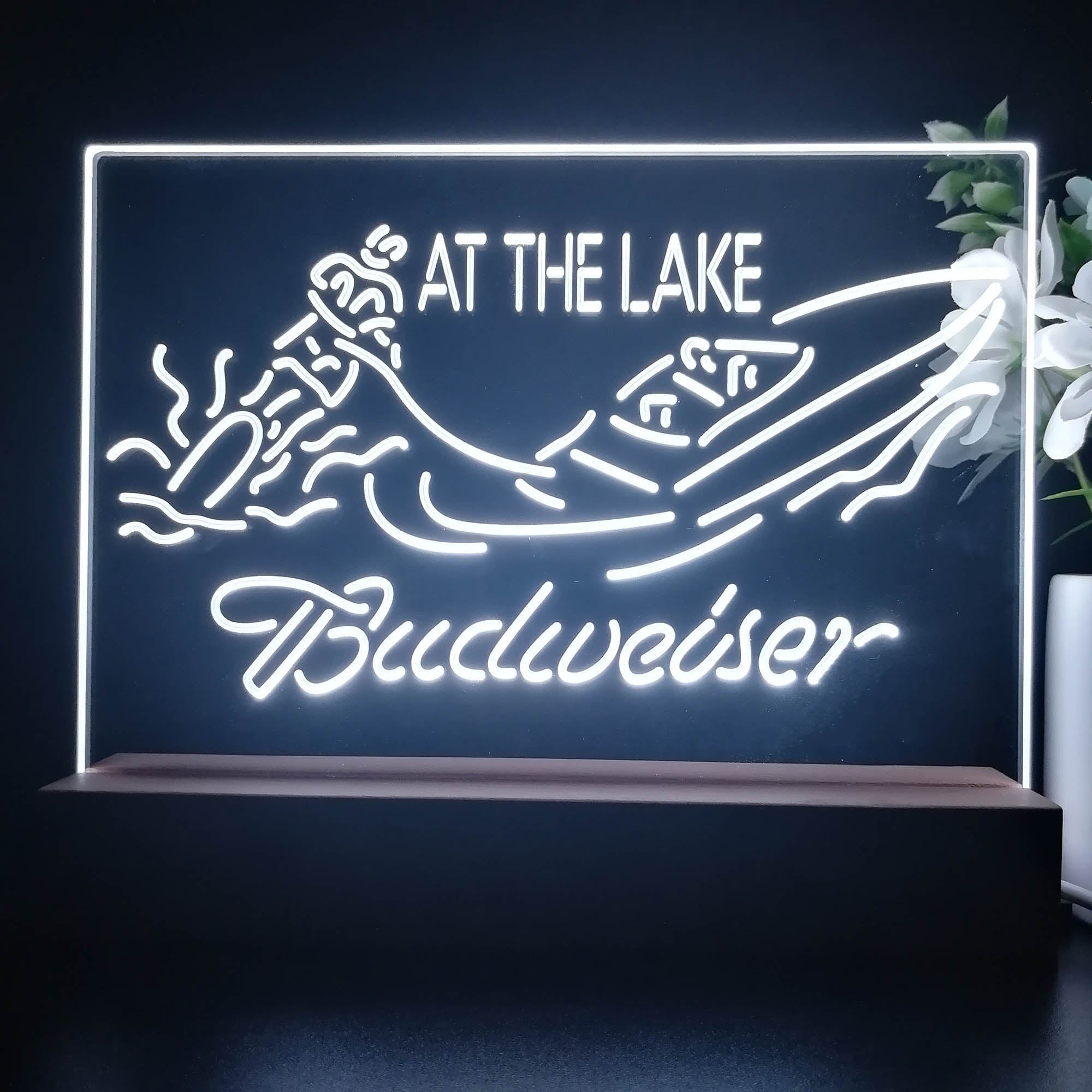 Budweiser At the Lake Cabin Neon Sign Pub Bar Lamp