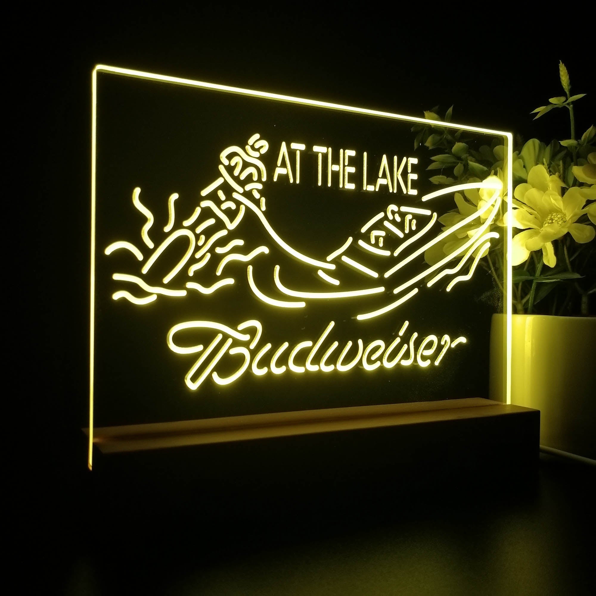 Budweiser At the Lake Cabin Neon Sign Pub Bar Lamp