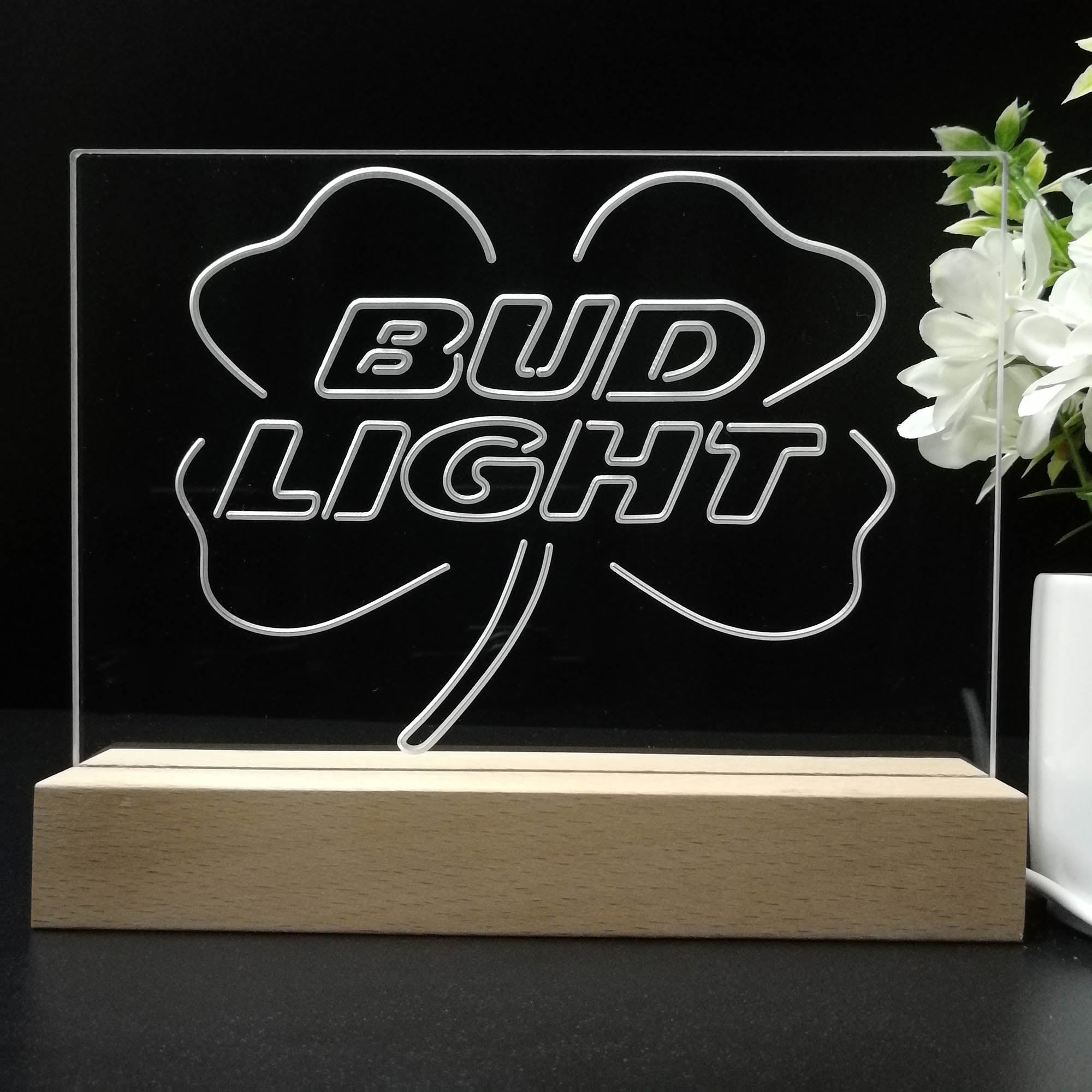 Bud Lights Clover Beer Neon Sign Pub Bar Lamp