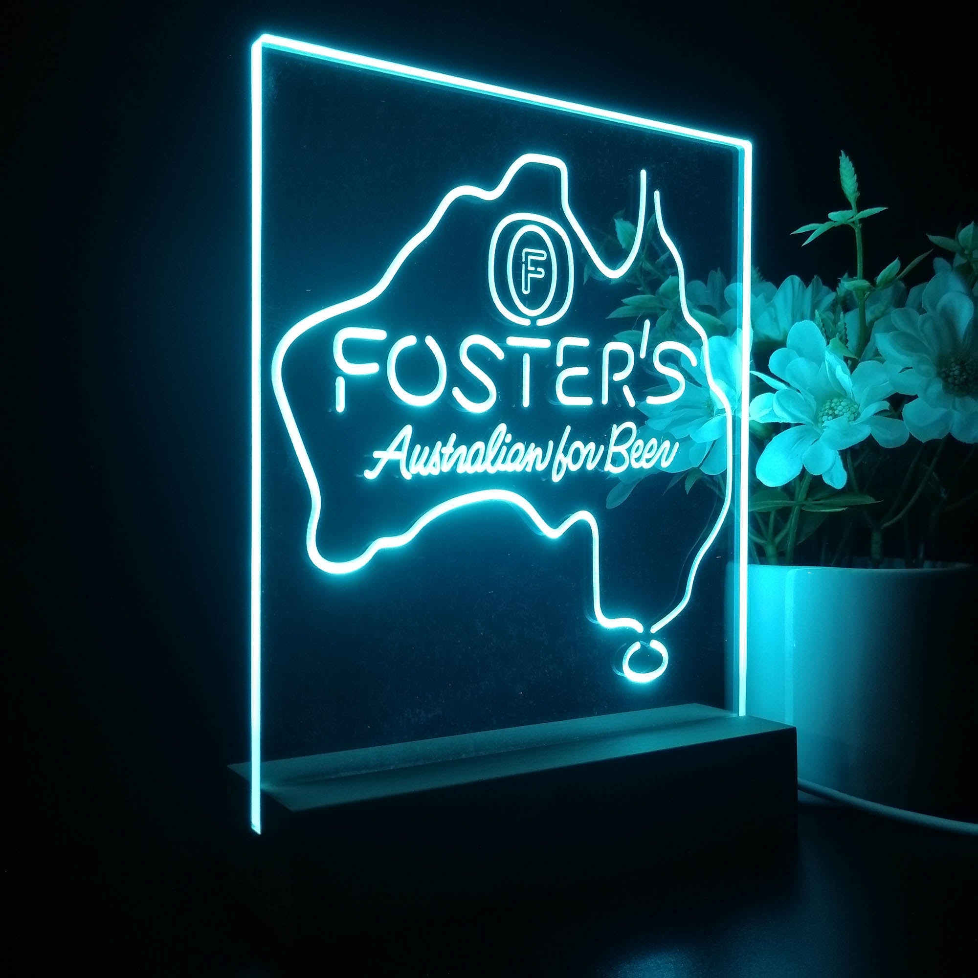 Foster Australian Beer Map 3D Illusion Night Light Desk Lamp