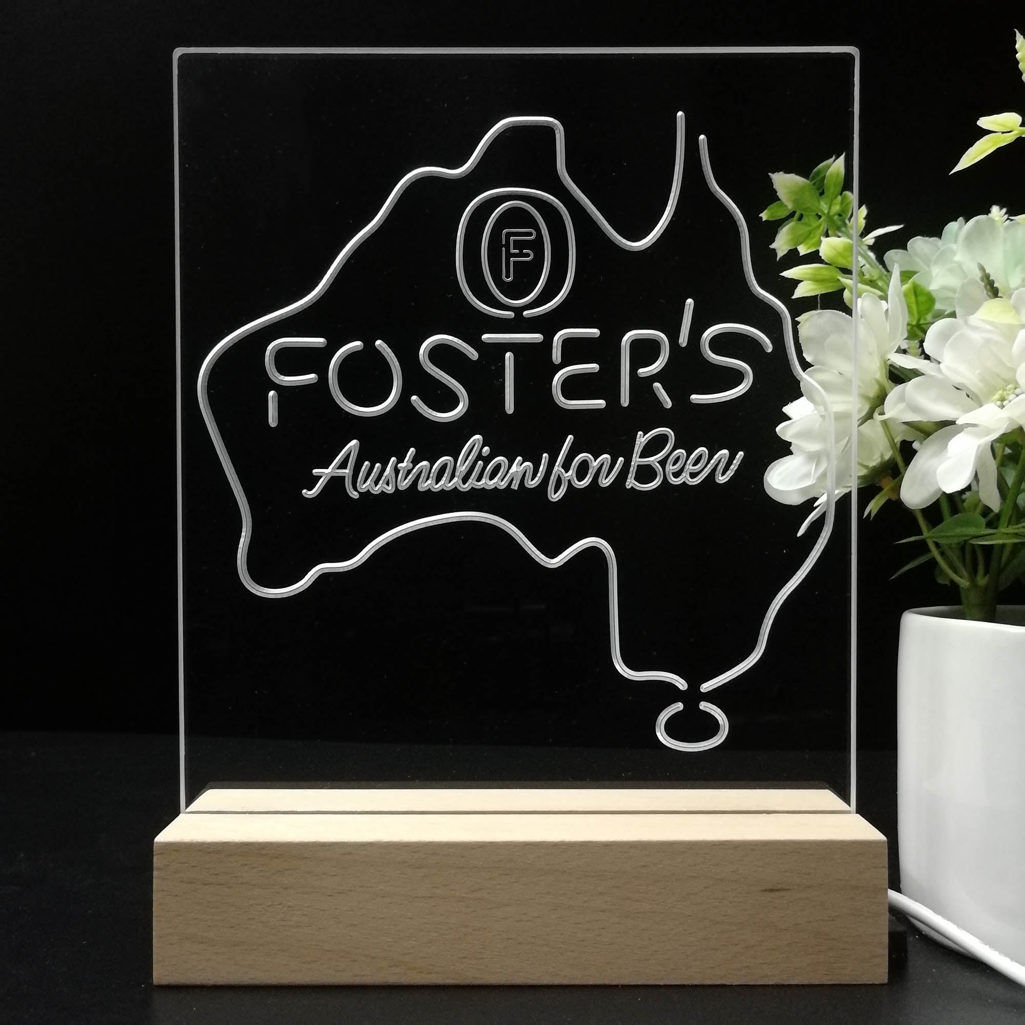 Foster Australian Beer Map 3D Illusion Night Light Desk Lamp