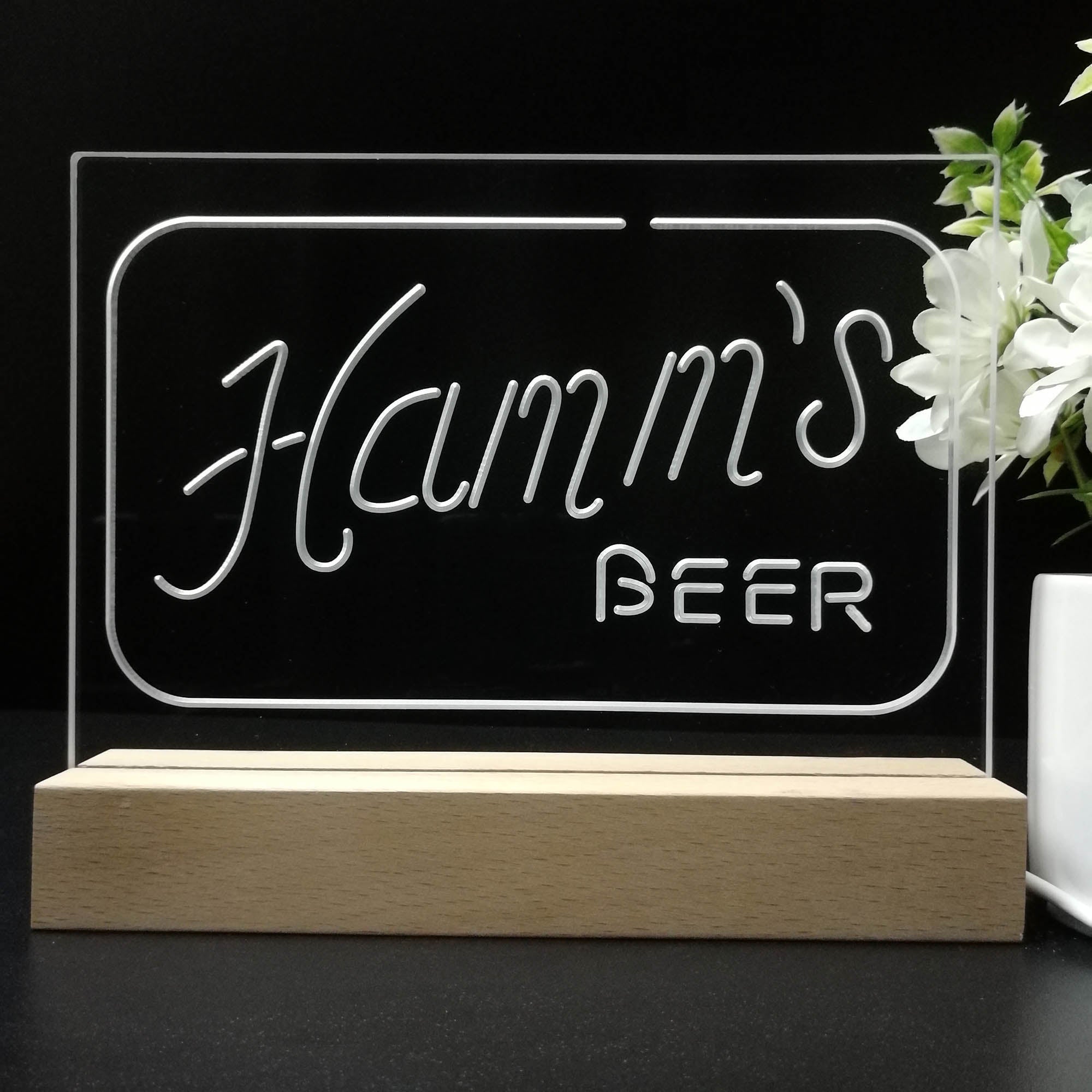 Hamm's Beer Rectangle Neon Sign Pub Bar Lamp