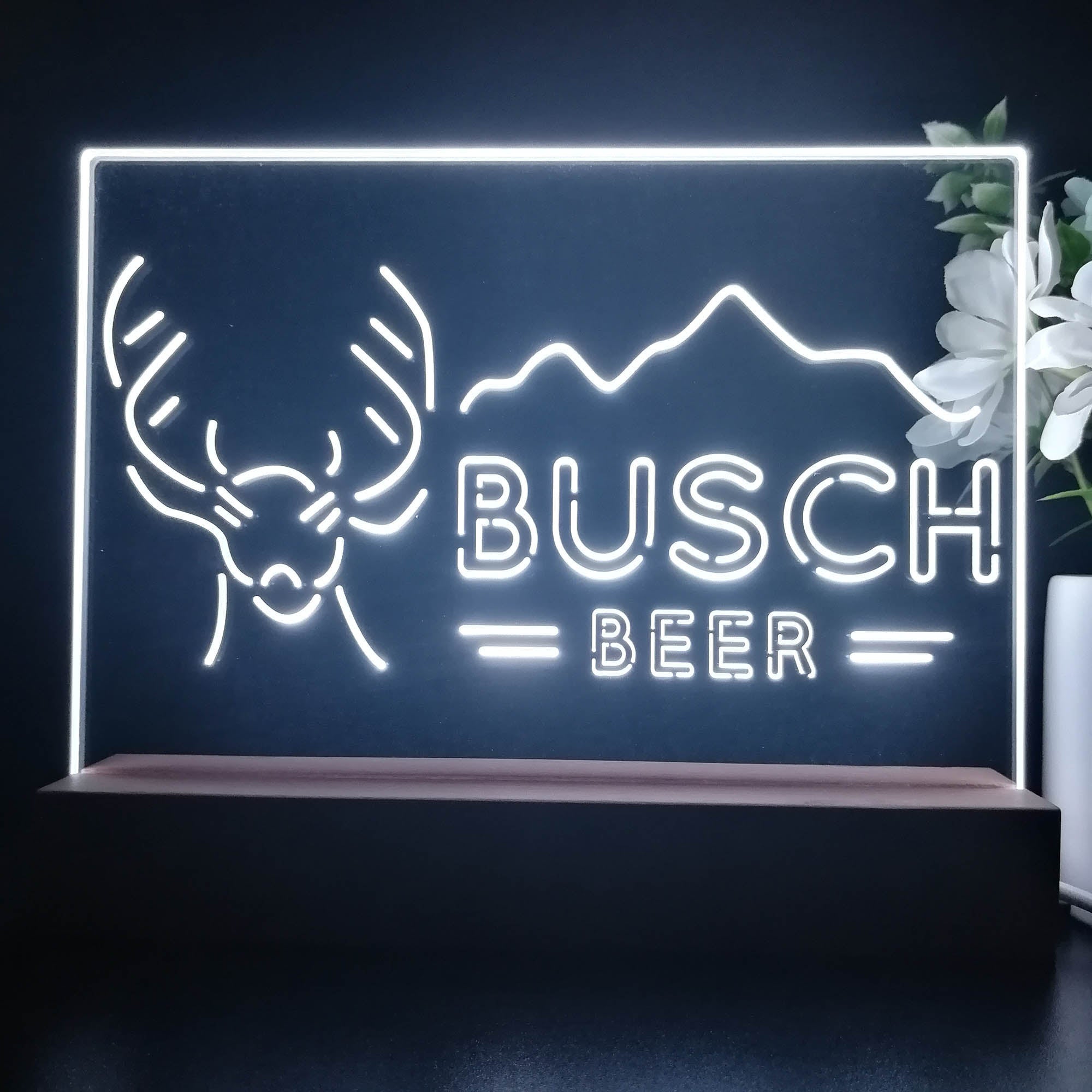 Buschs Beer Deer Mountain Neon Sign Pub Bar Lamp
