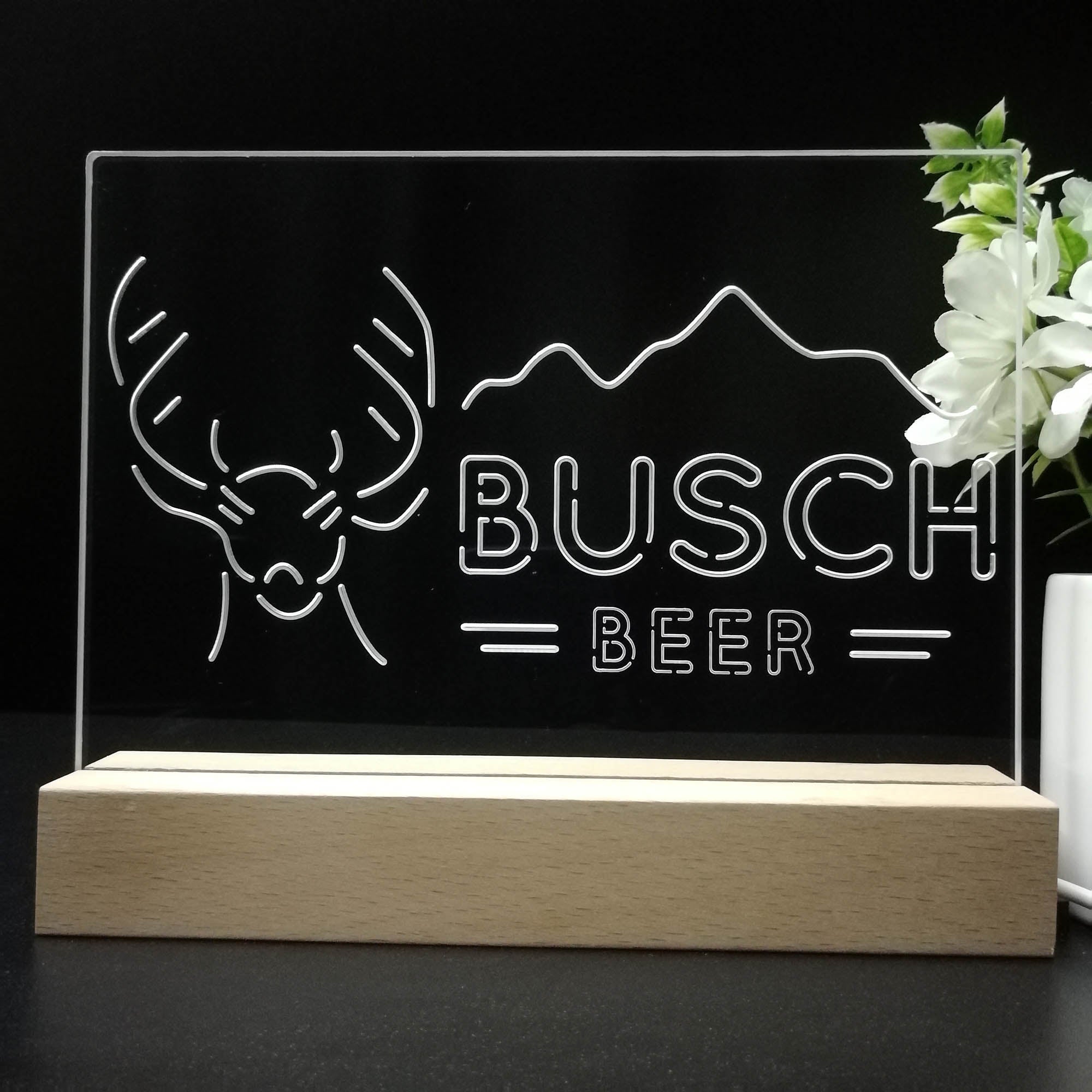 Buschs Beer Deer Mountain Neon Sign Pub Bar Lamp