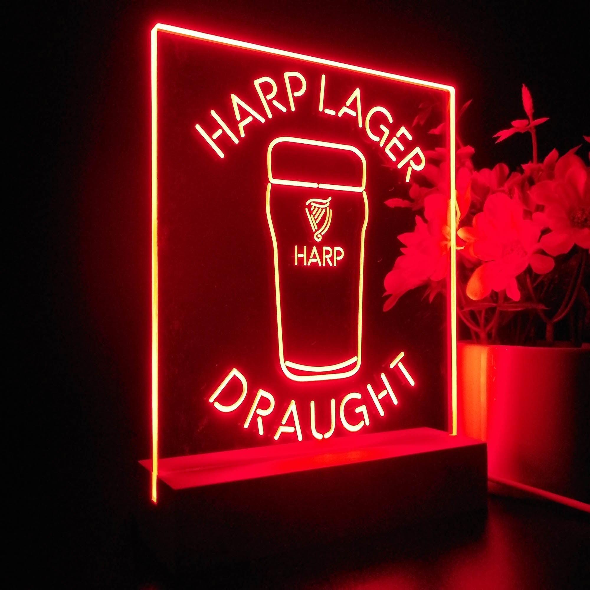 Harp Larger Draught Night Light Neon Pub Bar Lamp