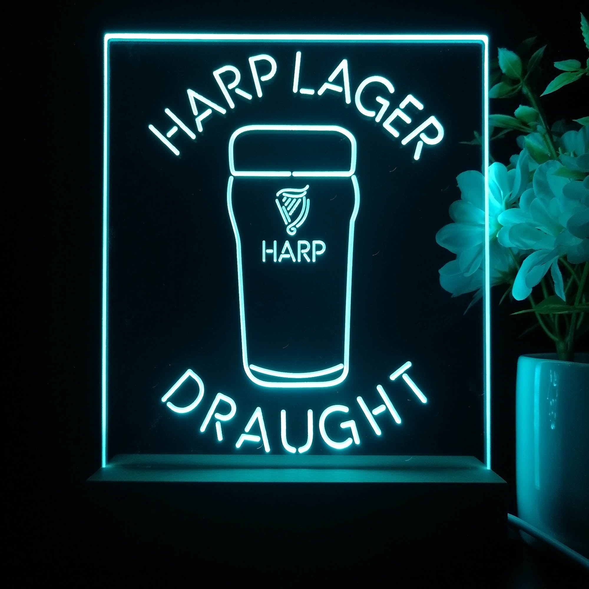Harp Larger Draught Night Light Neon Pub Bar Lamp