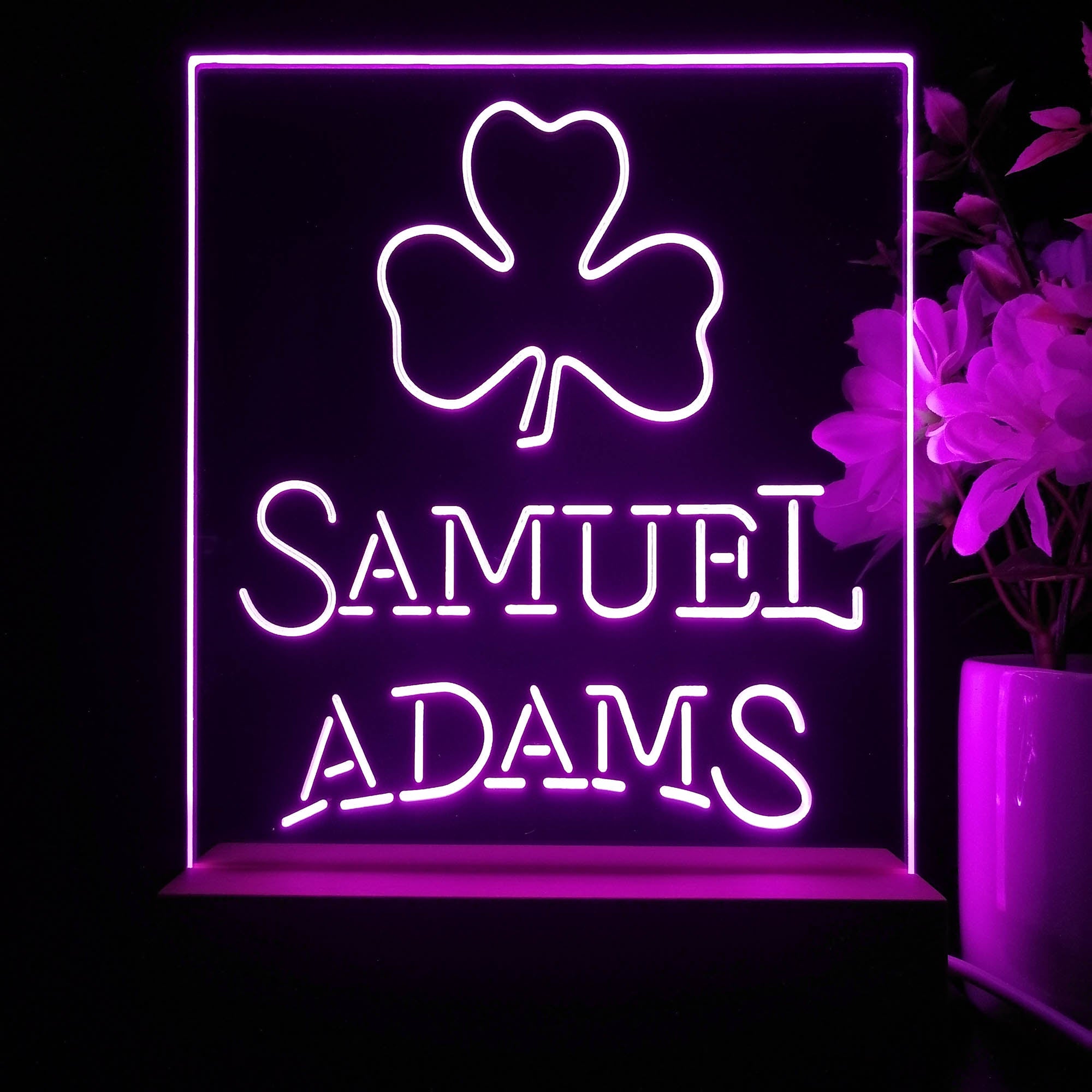 Samuel Adam Shamrock Night Light Neon Pub Bar Lamp