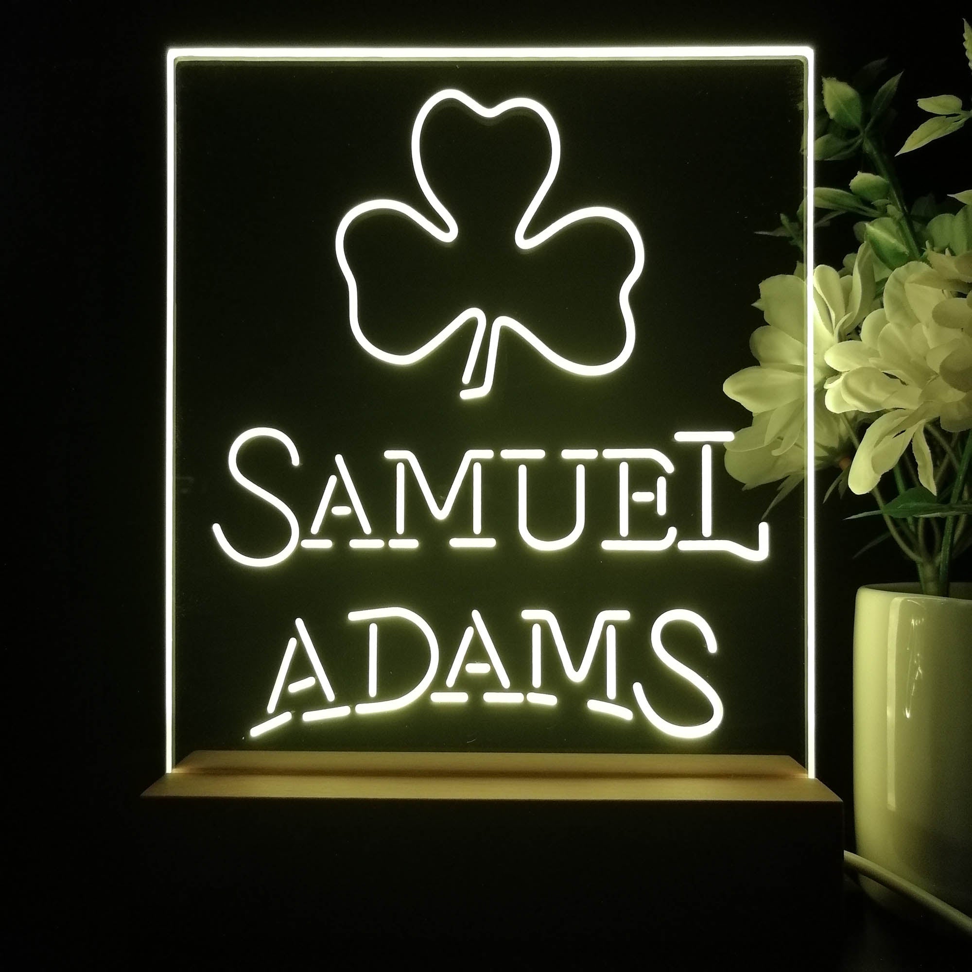 Samuel Adam Shamrock Night Light Neon Pub Bar Lamp