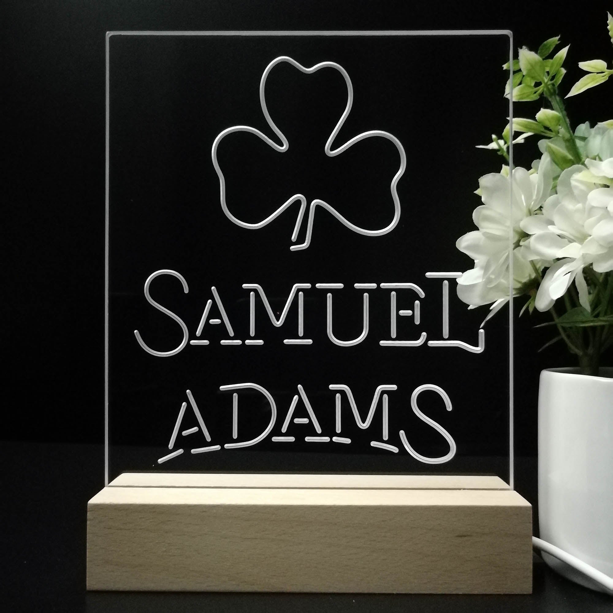 Samuel Adam Shamrock Night Light Neon Pub Bar Lamp