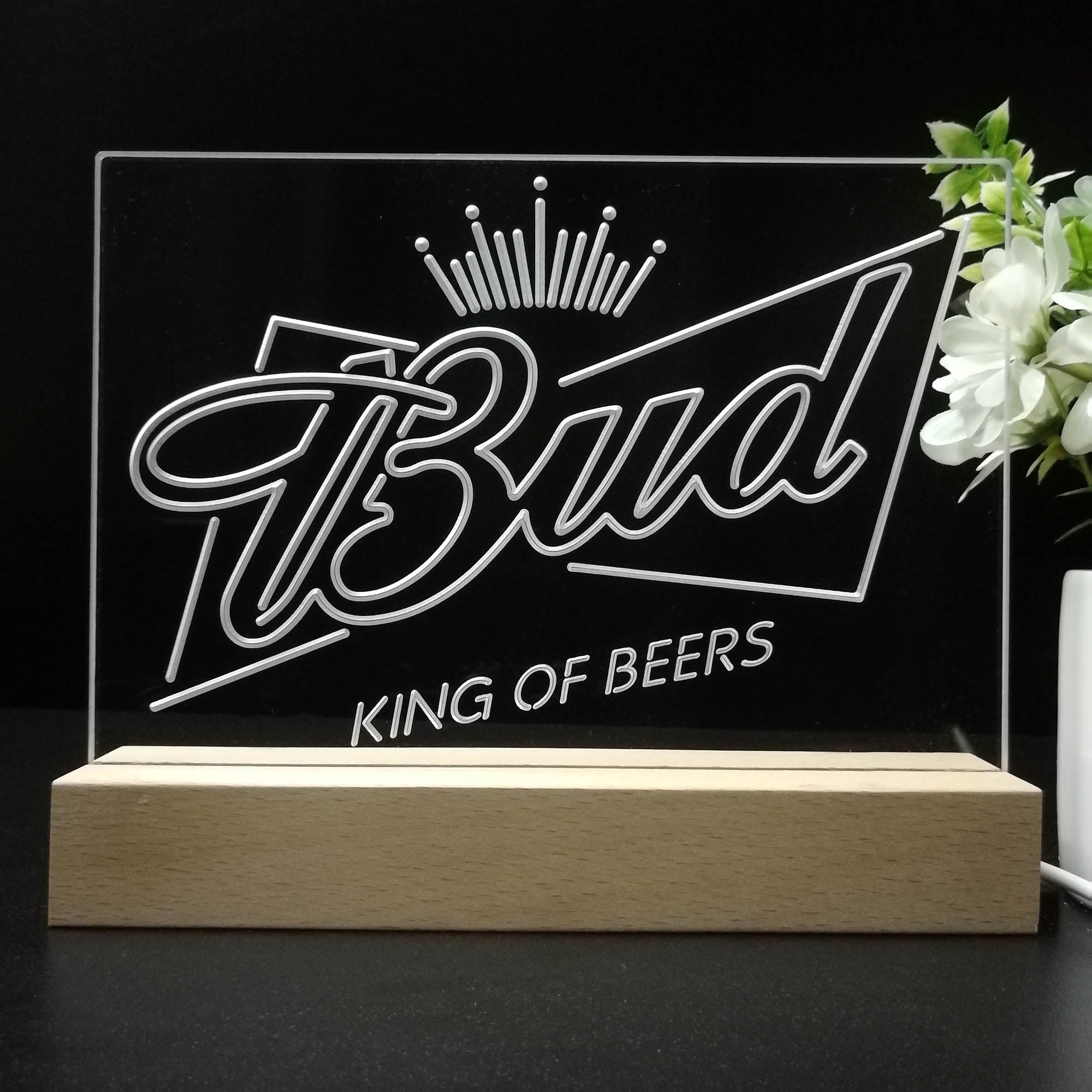 Bud King of Beer Crown Neon Sign Pub Bar Lamp
