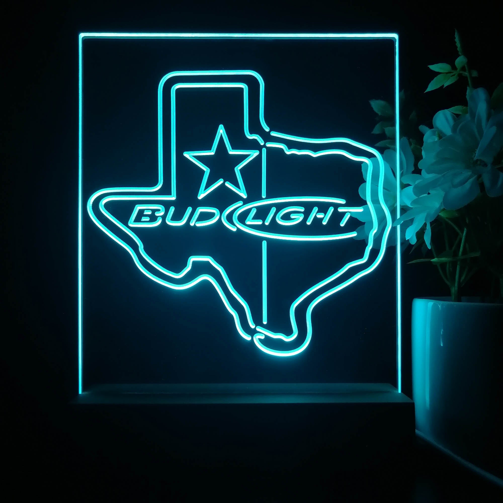 Bud Light Texas Star 3D Illusion Night Light Desk Lamp