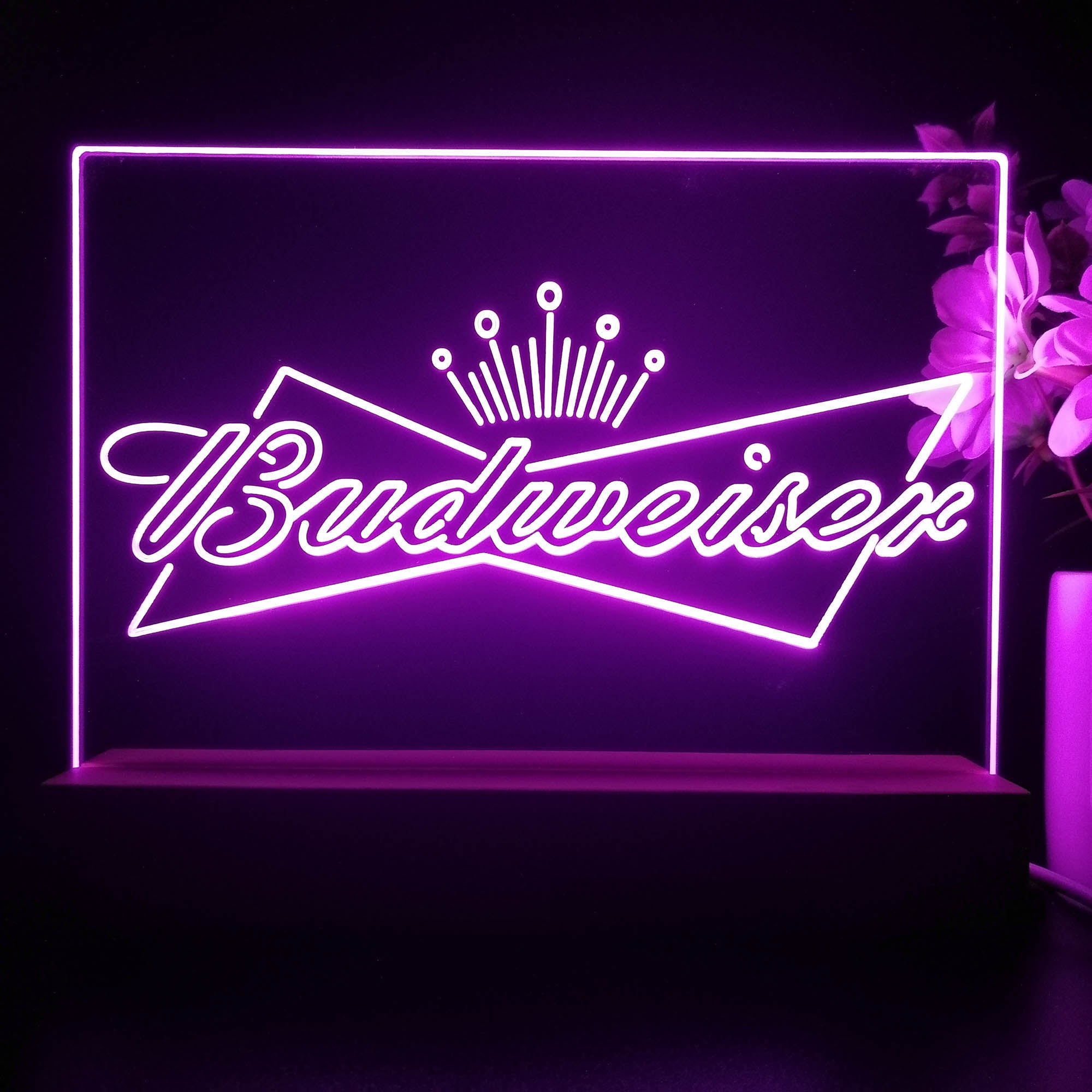 Budweisers Bowtie Crown Neon Sign Pub Bar Lamp