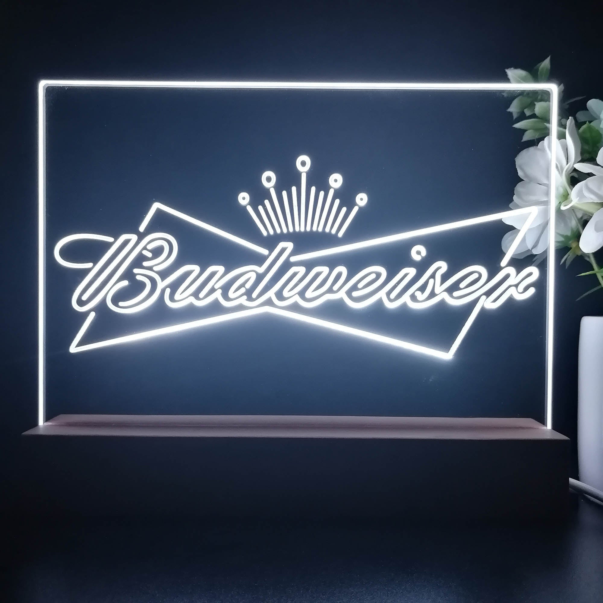 Budweisers Bowtie Crown Neon Sign Pub Bar Lamp