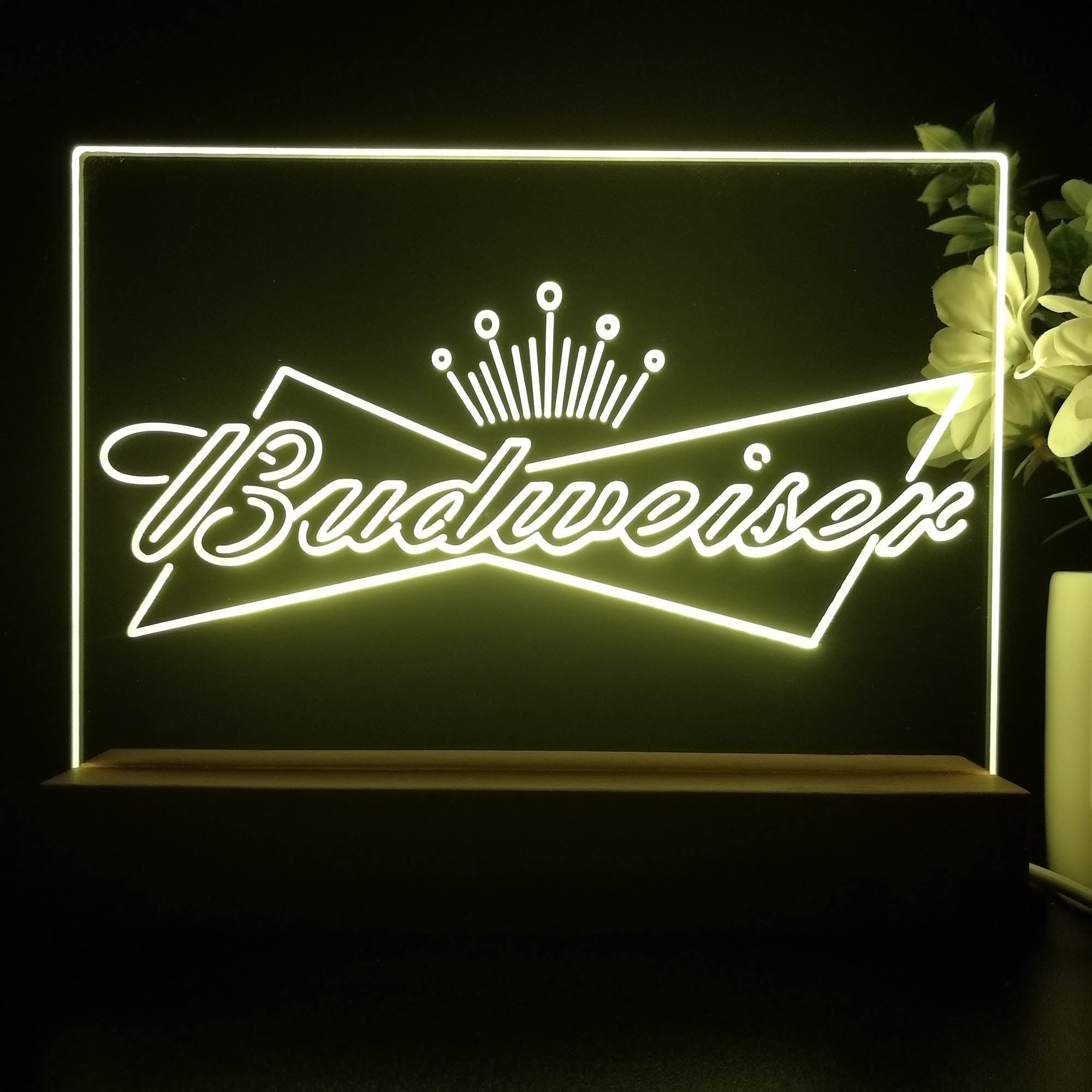 Budweisers Bowtie Crown Neon Sign Pub Bar Lamp