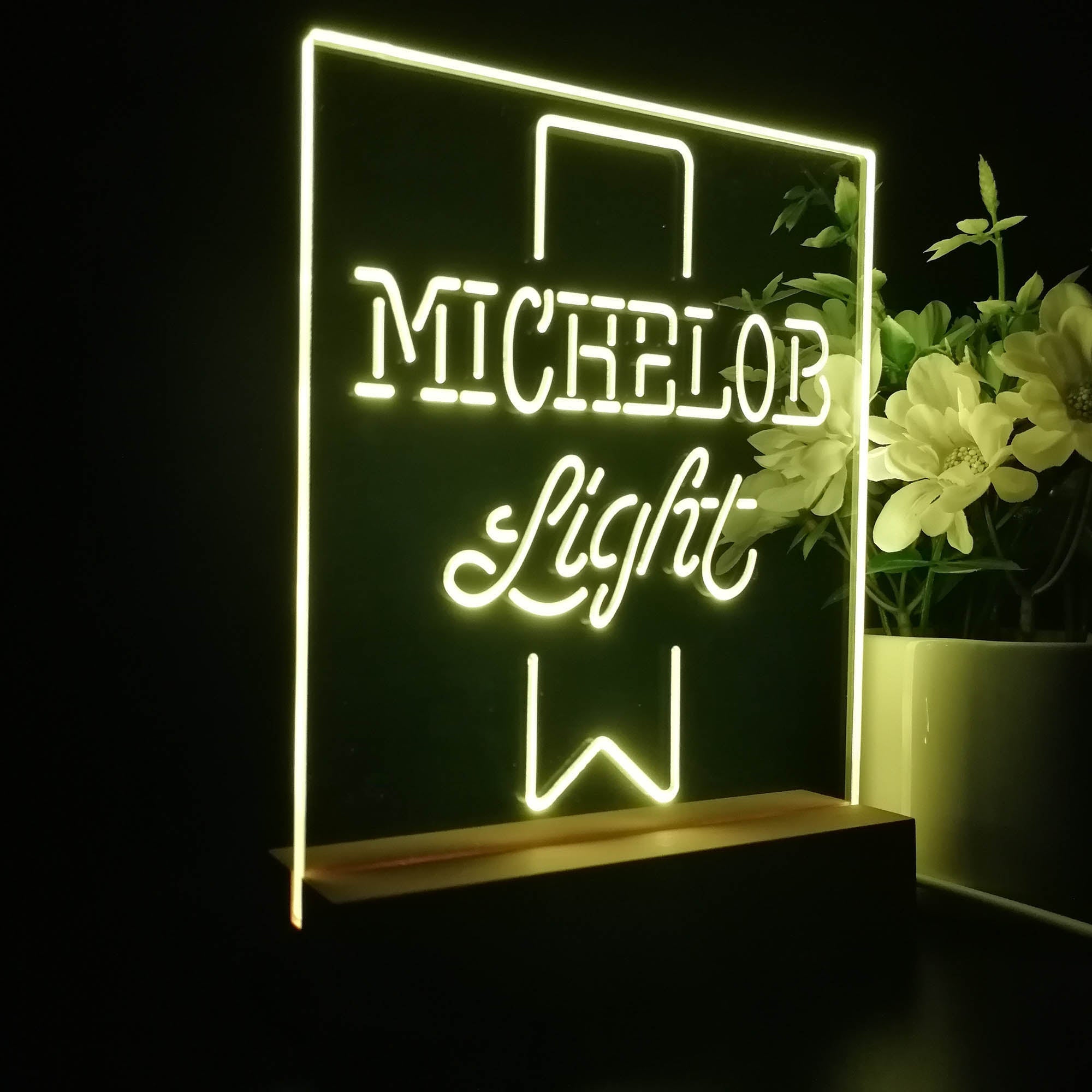 Michelob Light Red Ribbon Night Light Neon Pub Bar Lamp