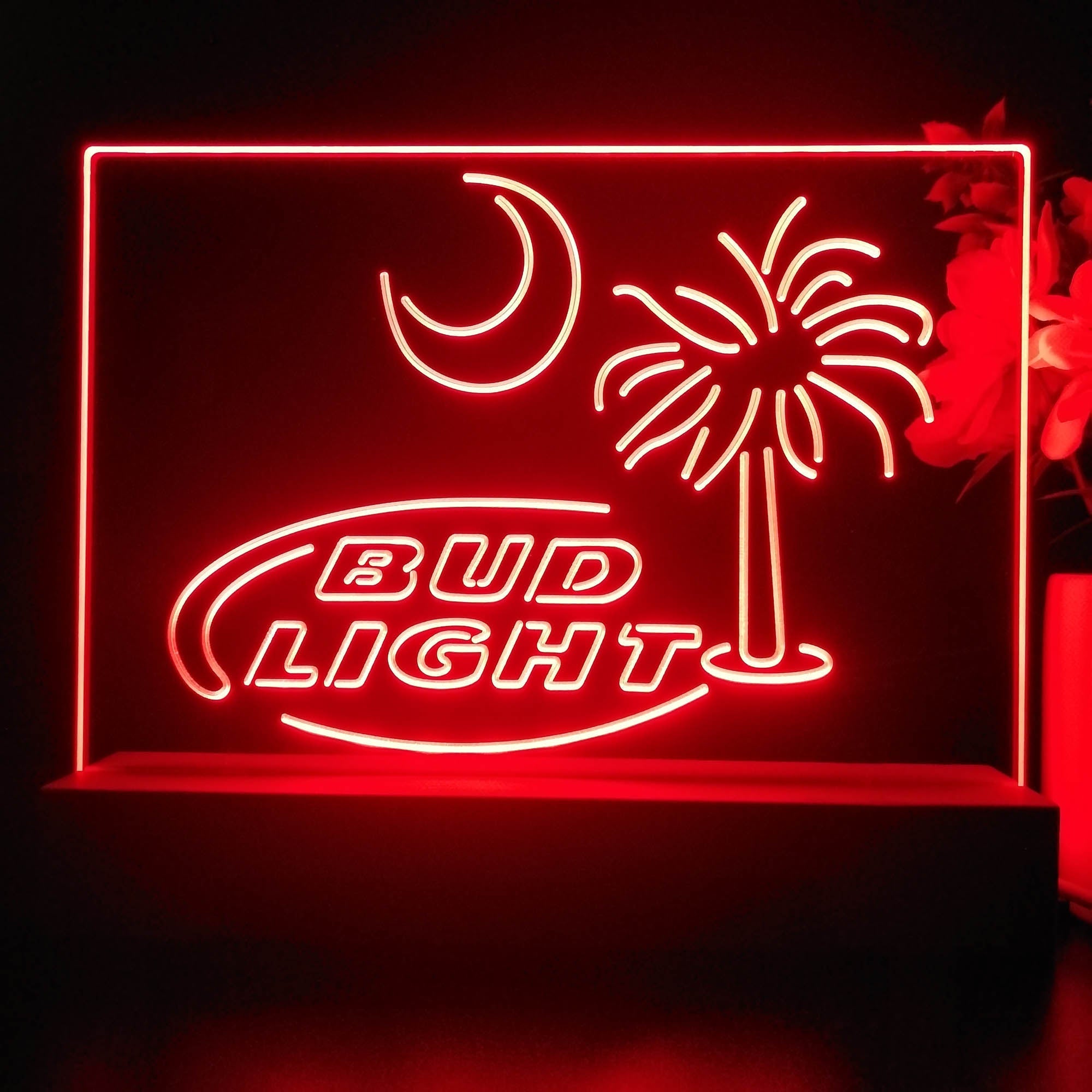 Bud Light Palm Tree Sun Neon Sign Pub Bar Lamp