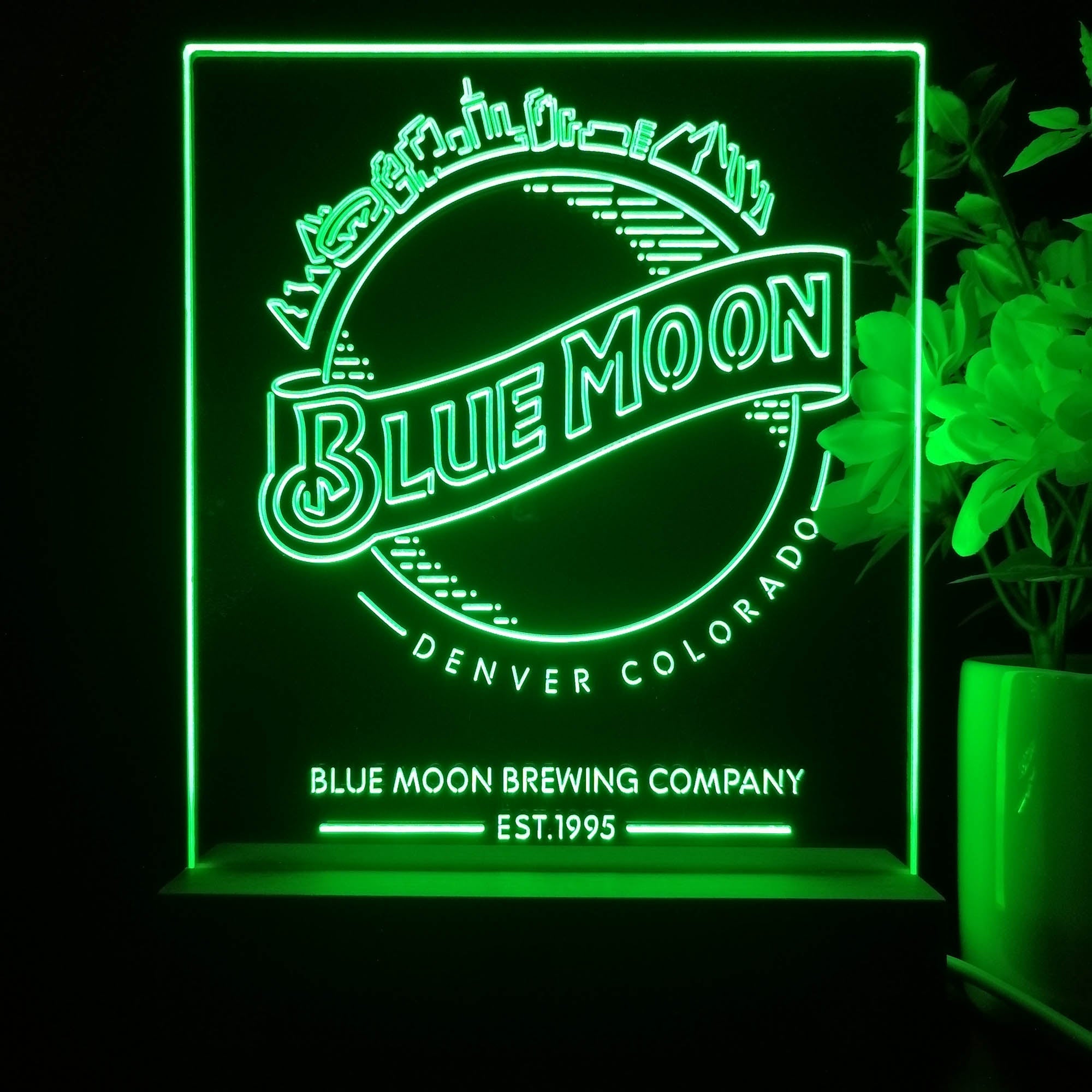 Blue Moon Skyline Night Light Neon Pub Bar Lamp