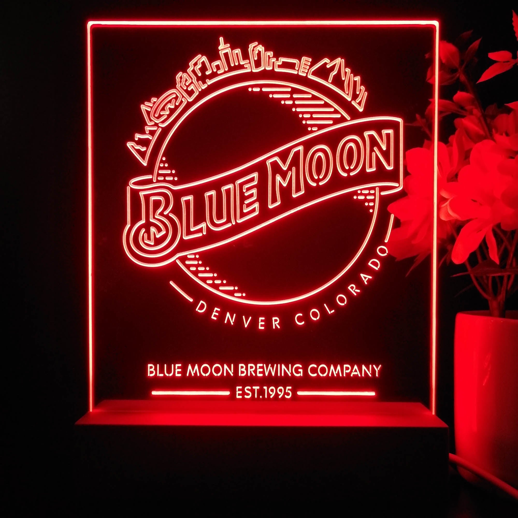 Blue Moon Skyline Night Light Neon Pub Bar Lamp