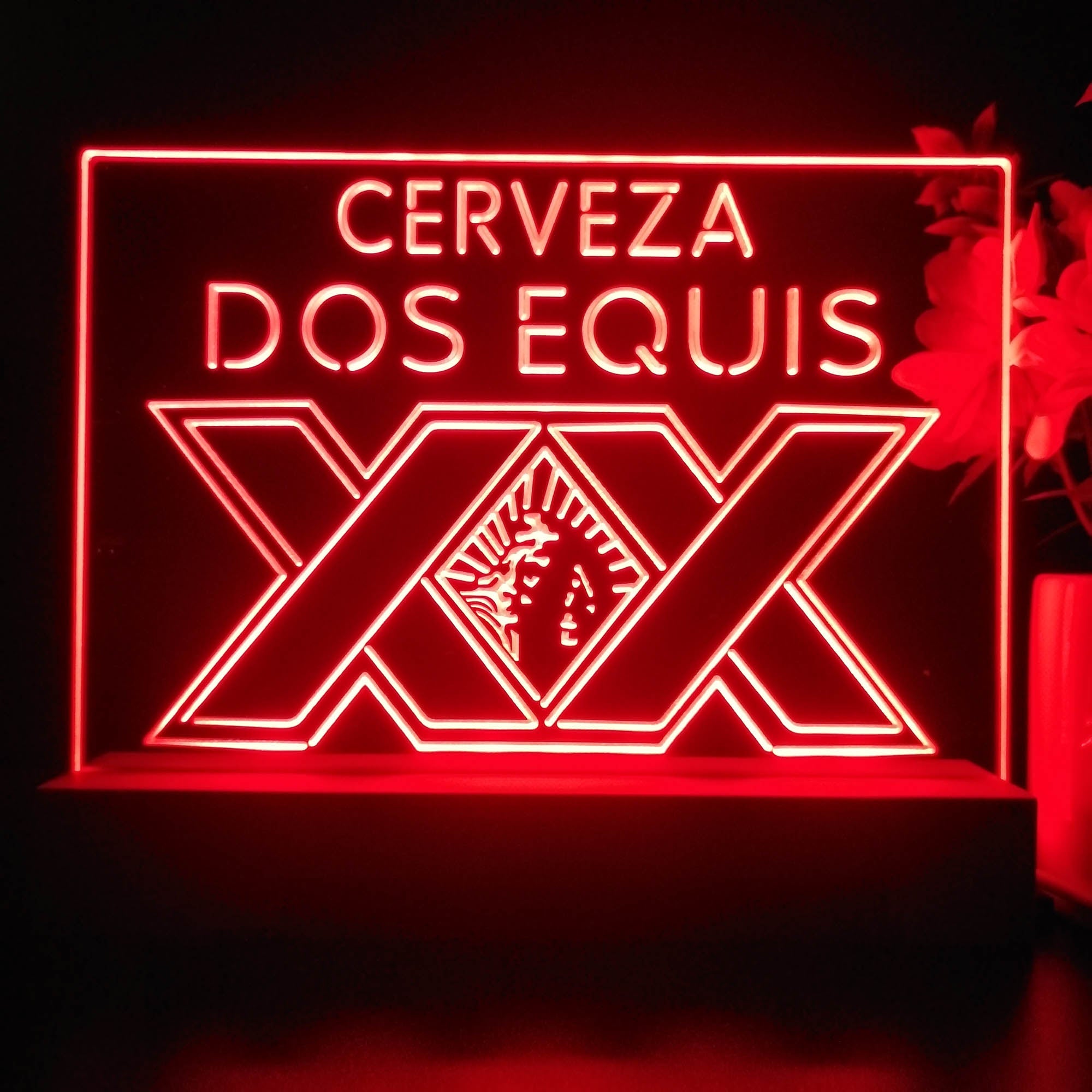 Dos Equis Bright Red XX Mexican Neon Sign Pub Bar Lamp