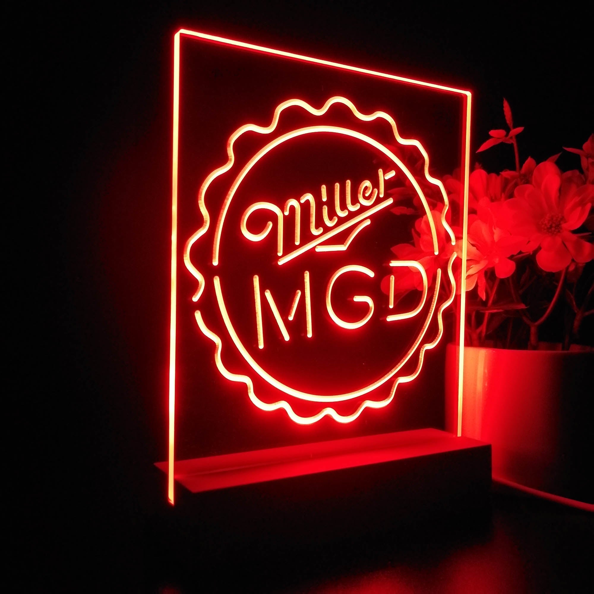 Miller Lite MGD Bottle Cap 3D Illusion Night Light Desk Lamp