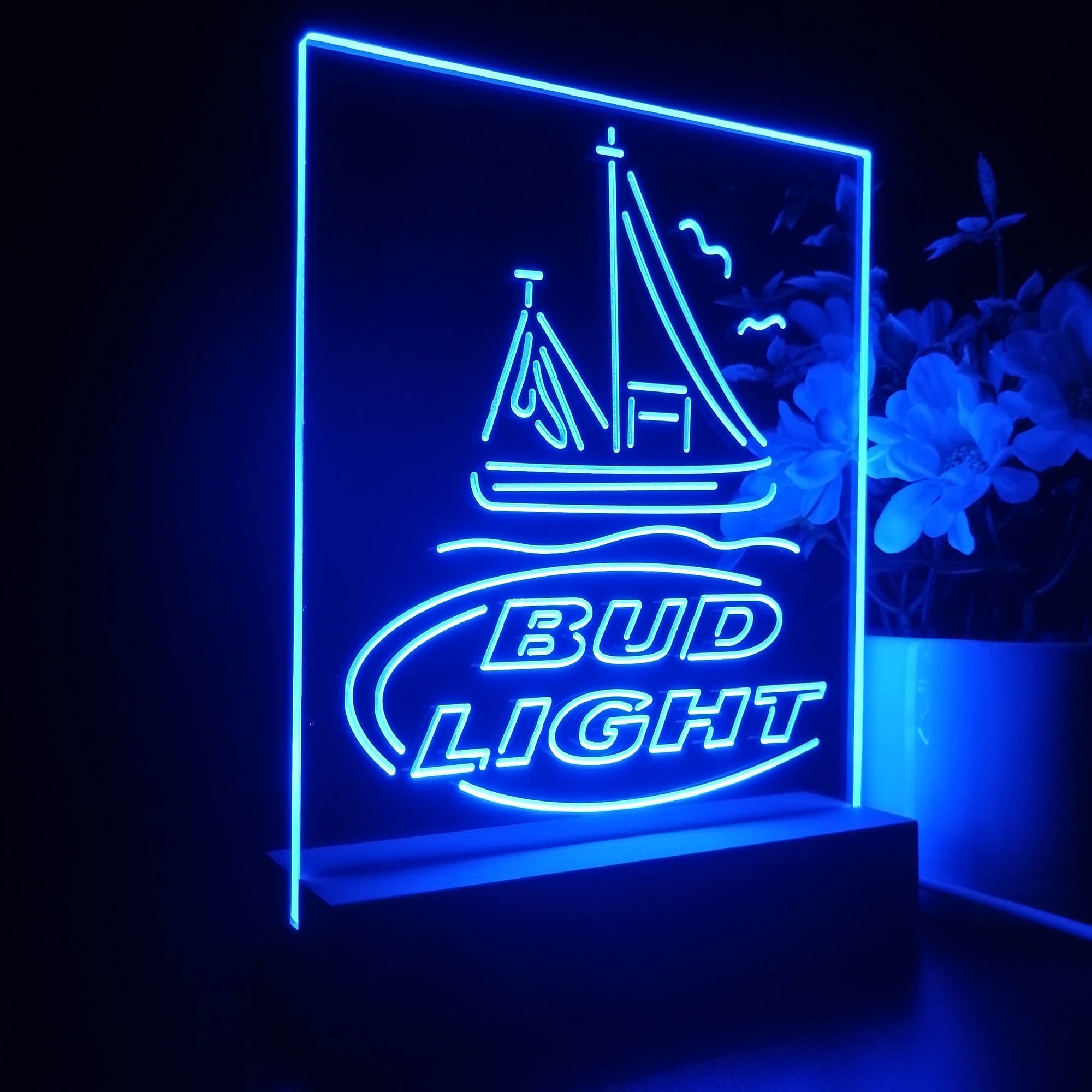 Bud Light Sail Boat Night Light Neon Pub Bar Lamp