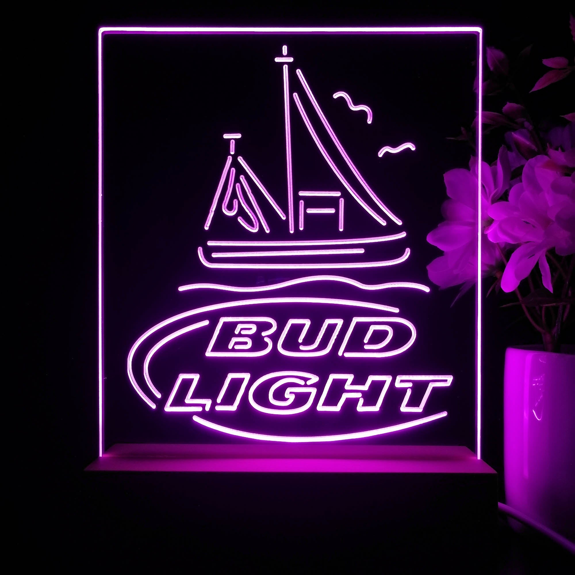 Bud Light Sail Boat Night Light Neon Pub Bar Lamp