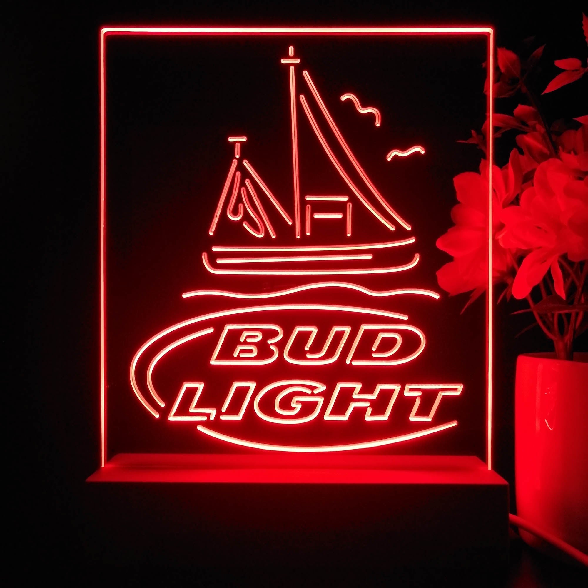 Bud Light Sail Boat Night Light Neon Pub Bar Lamp