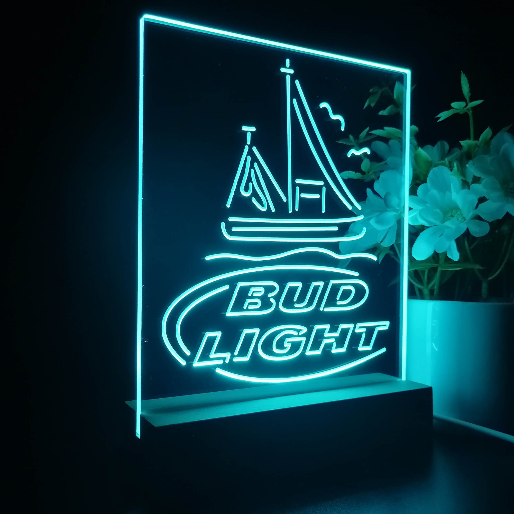 Bud Light Sail Boat Night Light Neon Pub Bar Lamp