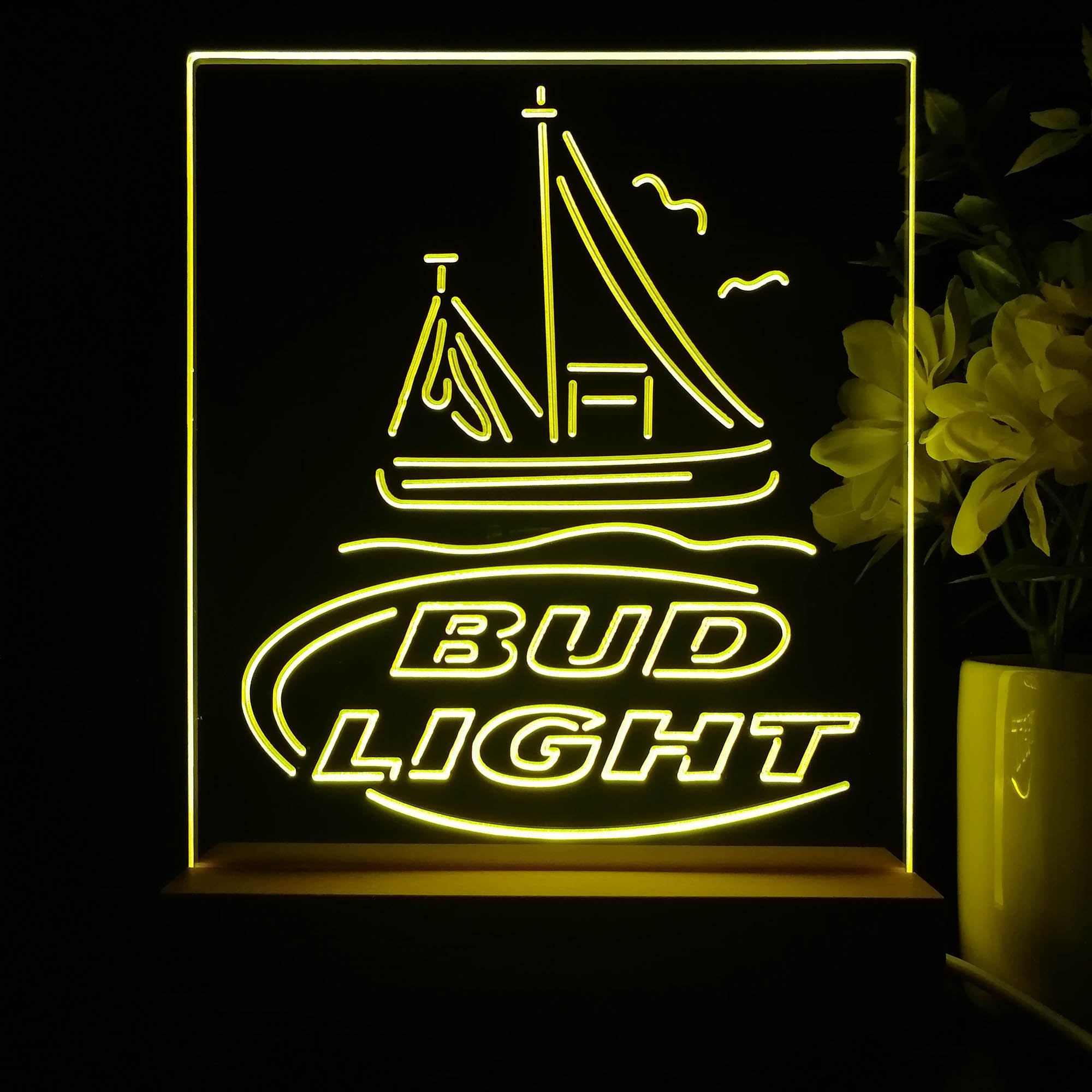 Bud Light Sail Boat Night Light Neon Pub Bar Lamp