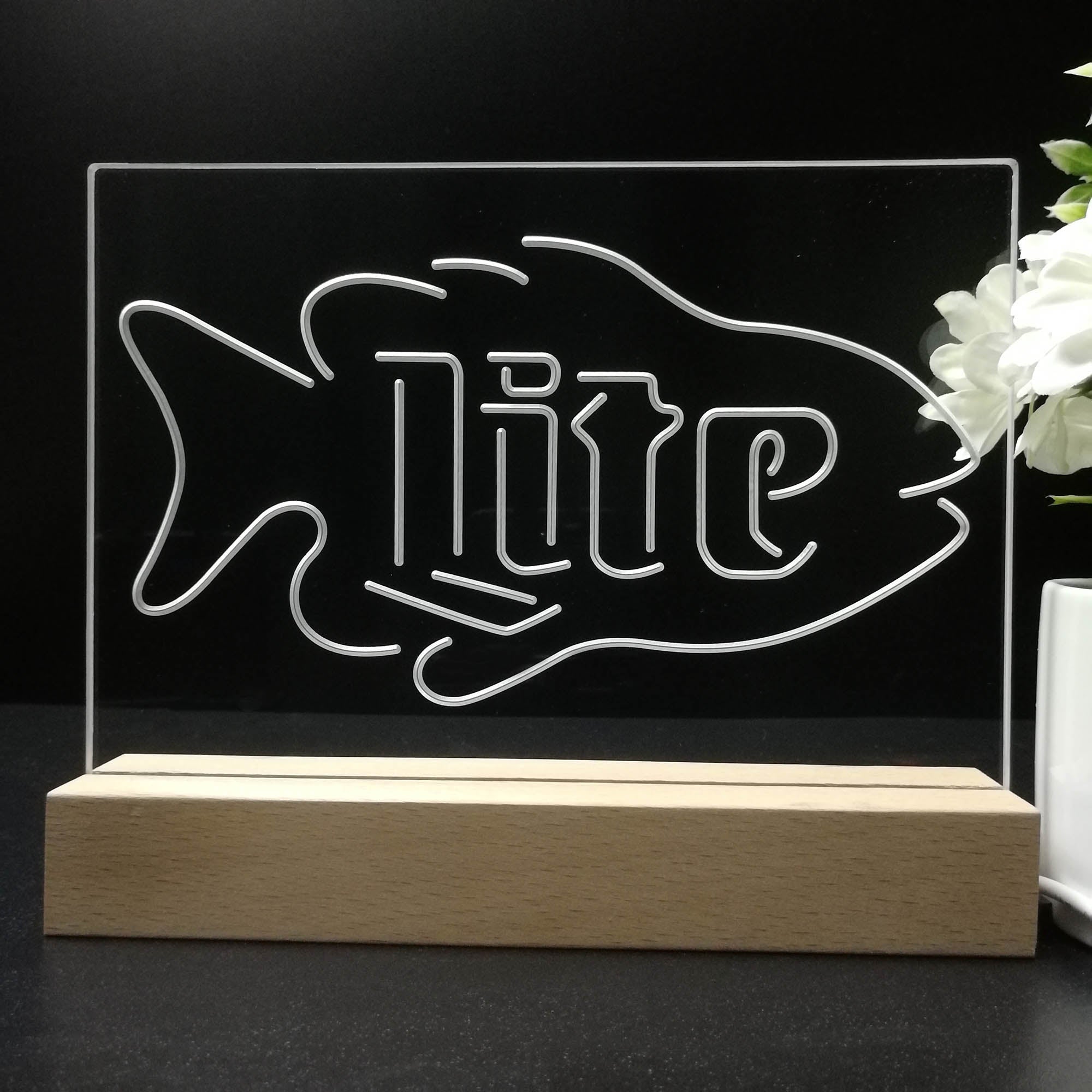 Miller Lite Salmon Fish Neon Sign Pub Bar Lamp