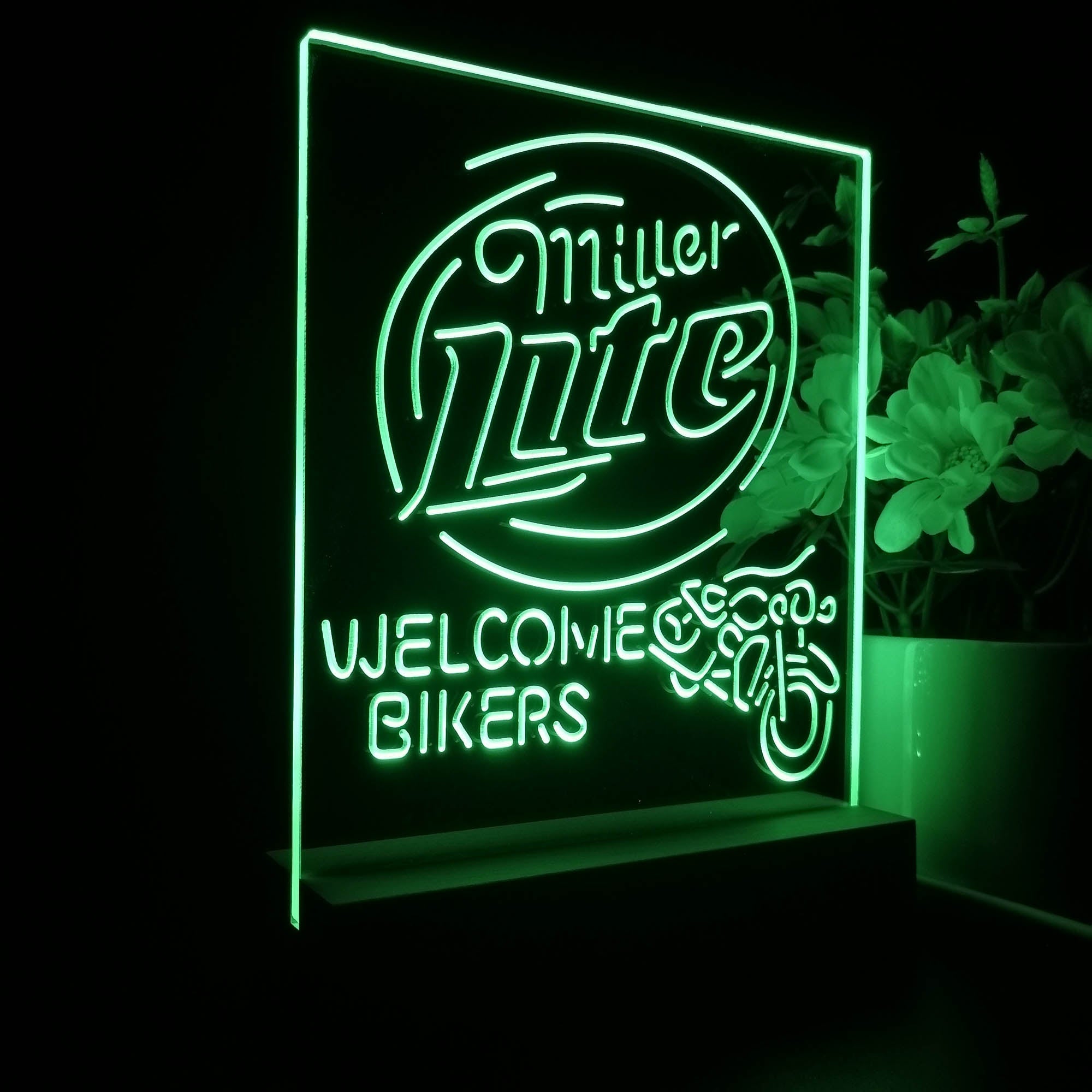 Miller Lite Motorcycle Bikers Night Light Neon Pub Bar Lamp
