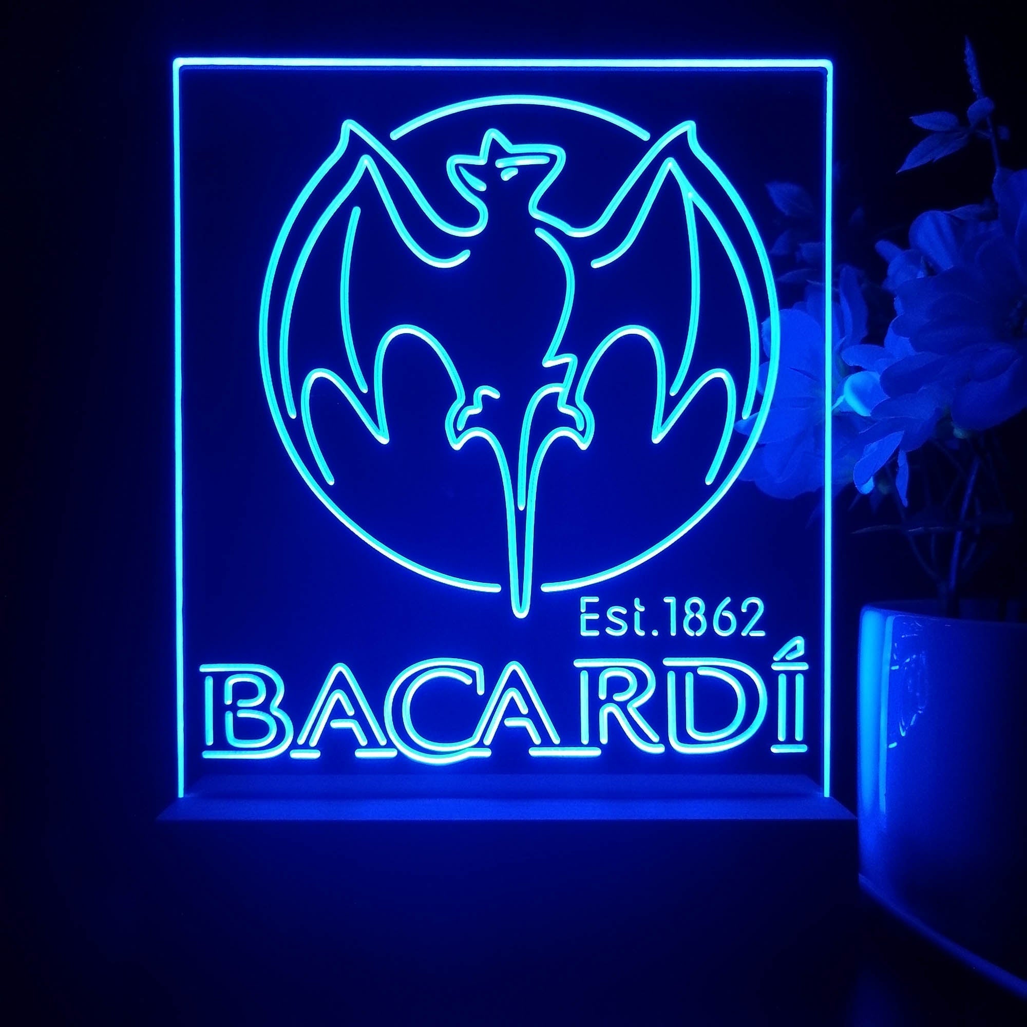 Bacardi Bat Est. 1862 3D Illusion Night Light Desk Lamp