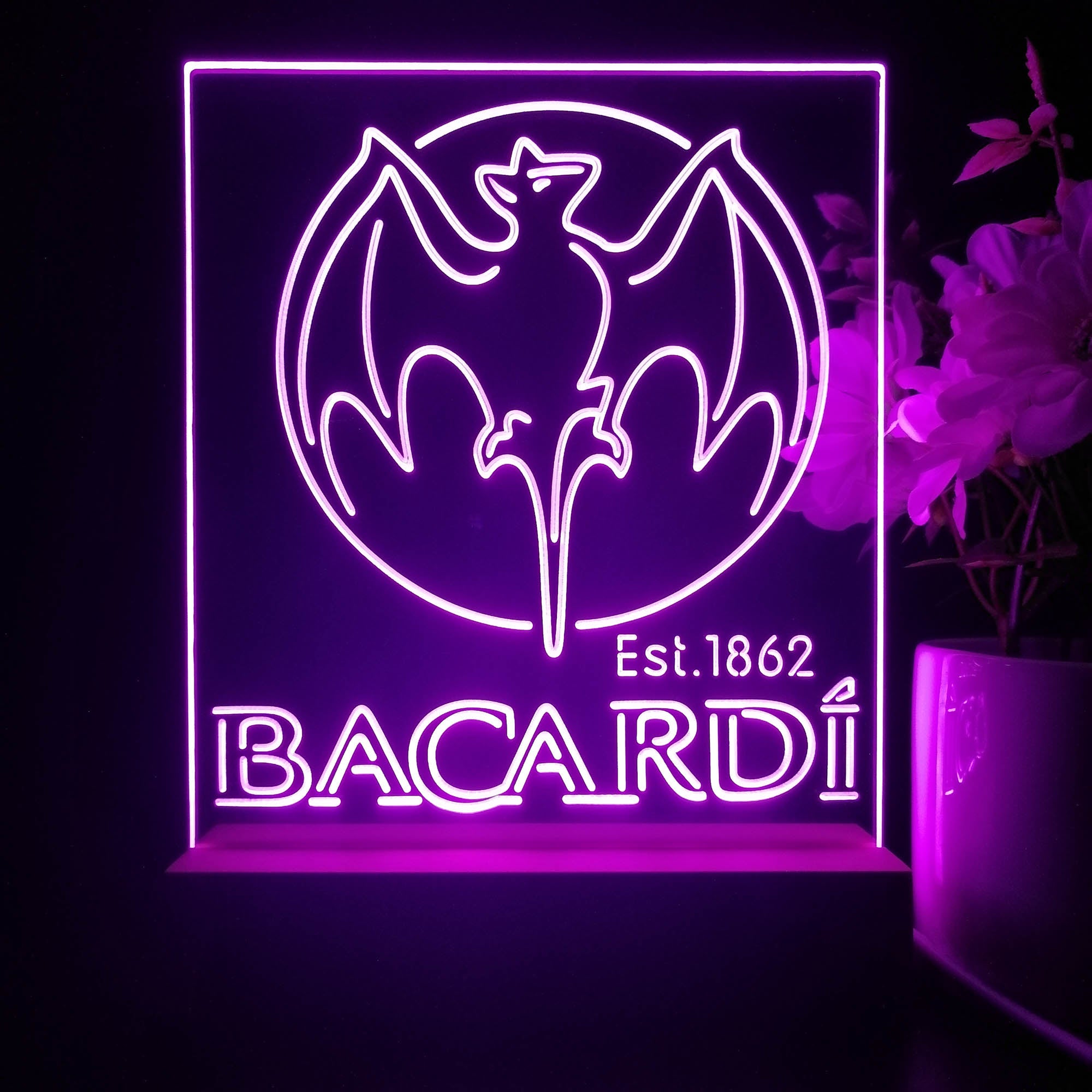 Bacardi Bat Est. 1862 3D Illusion Night Light Desk Lamp