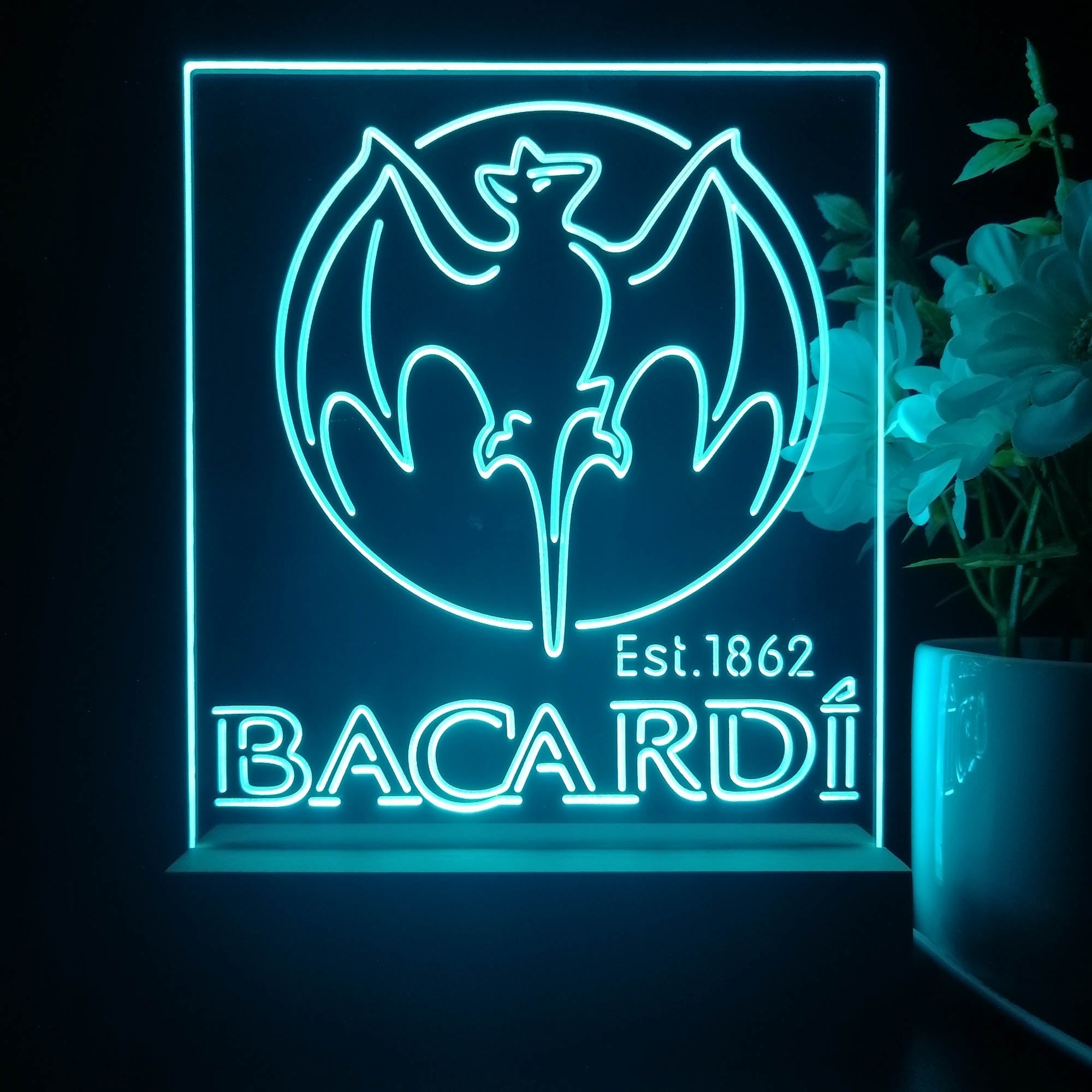 Bacardi Bat Est. 1862 3D Illusion Night Light Desk Lamp