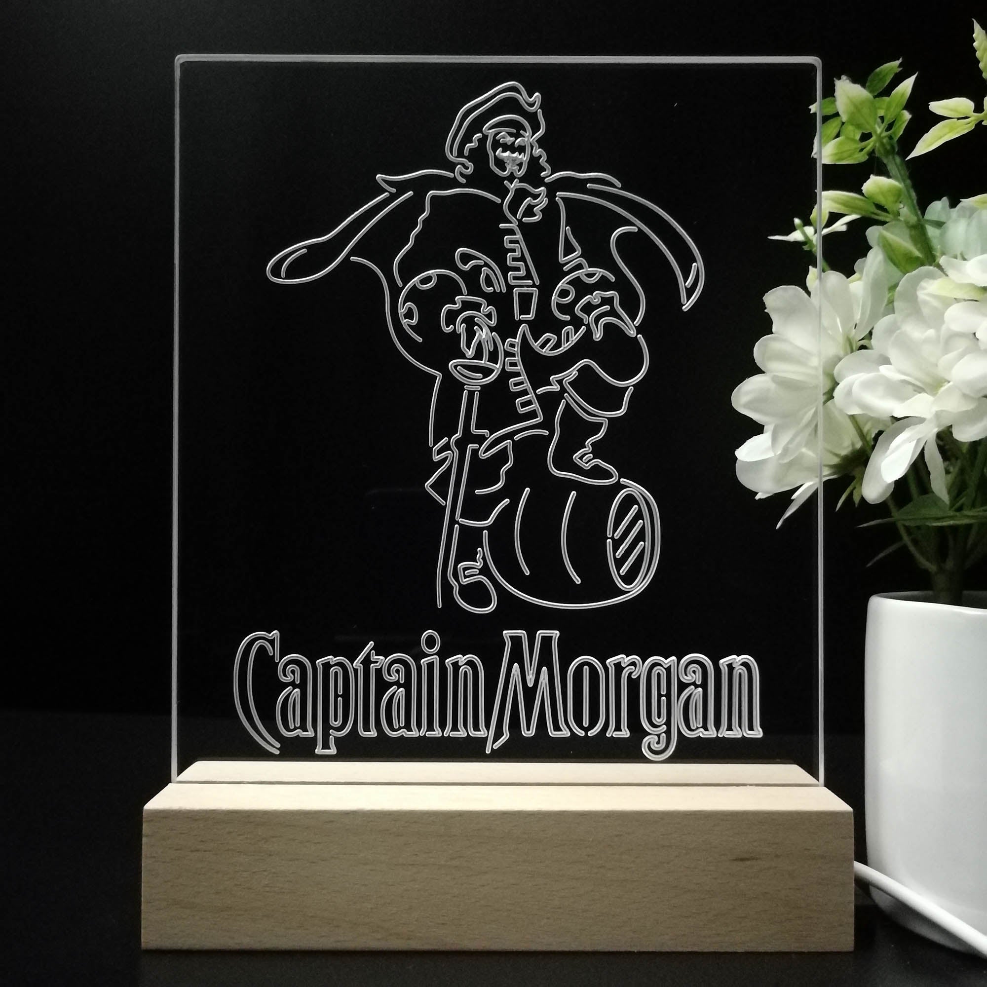 Captain Morgan Rum Live Like the Captain Night Light Neon Pub Bar Lamp