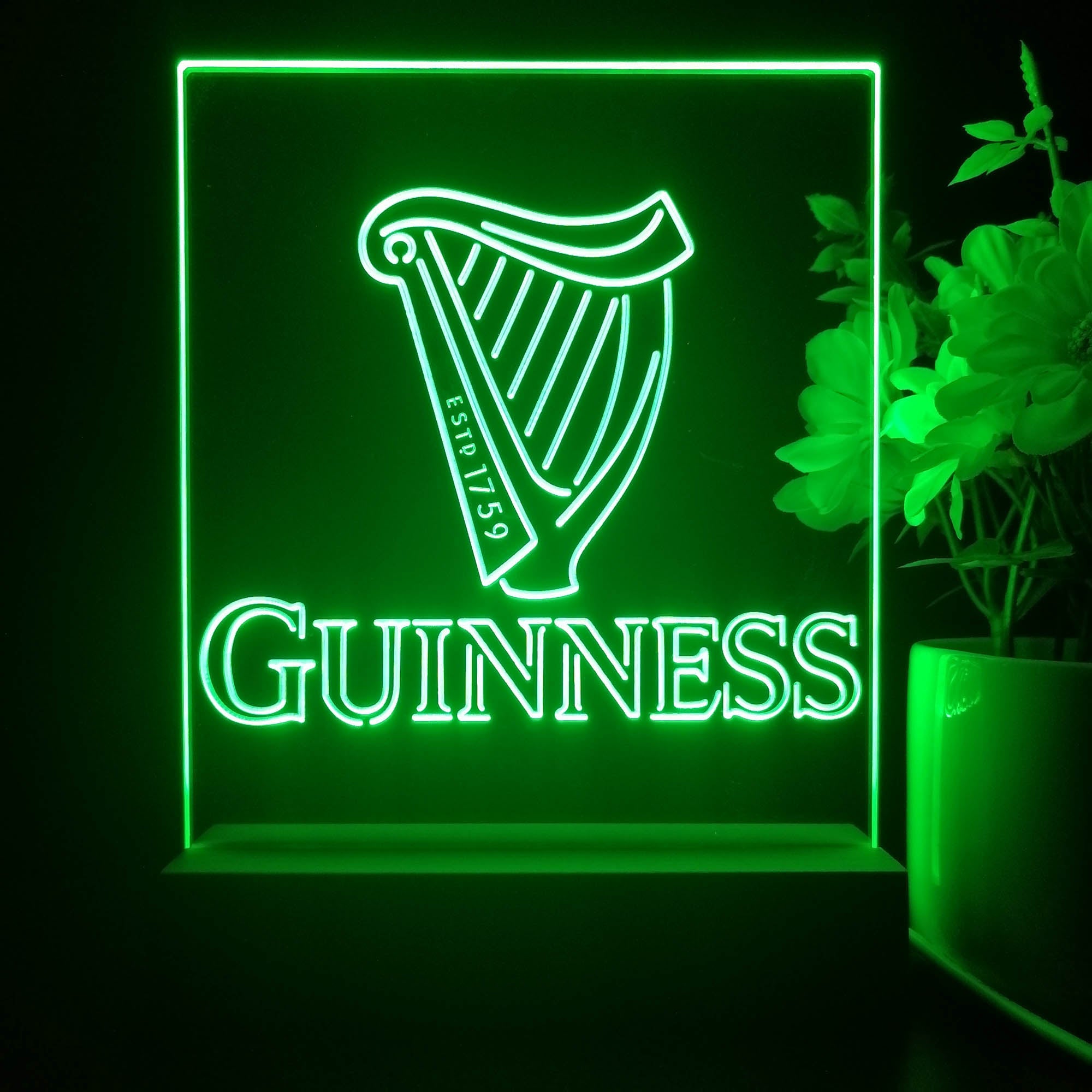 Guinnesss Beer Logo 3D Illusion Night Light Desk Lamp