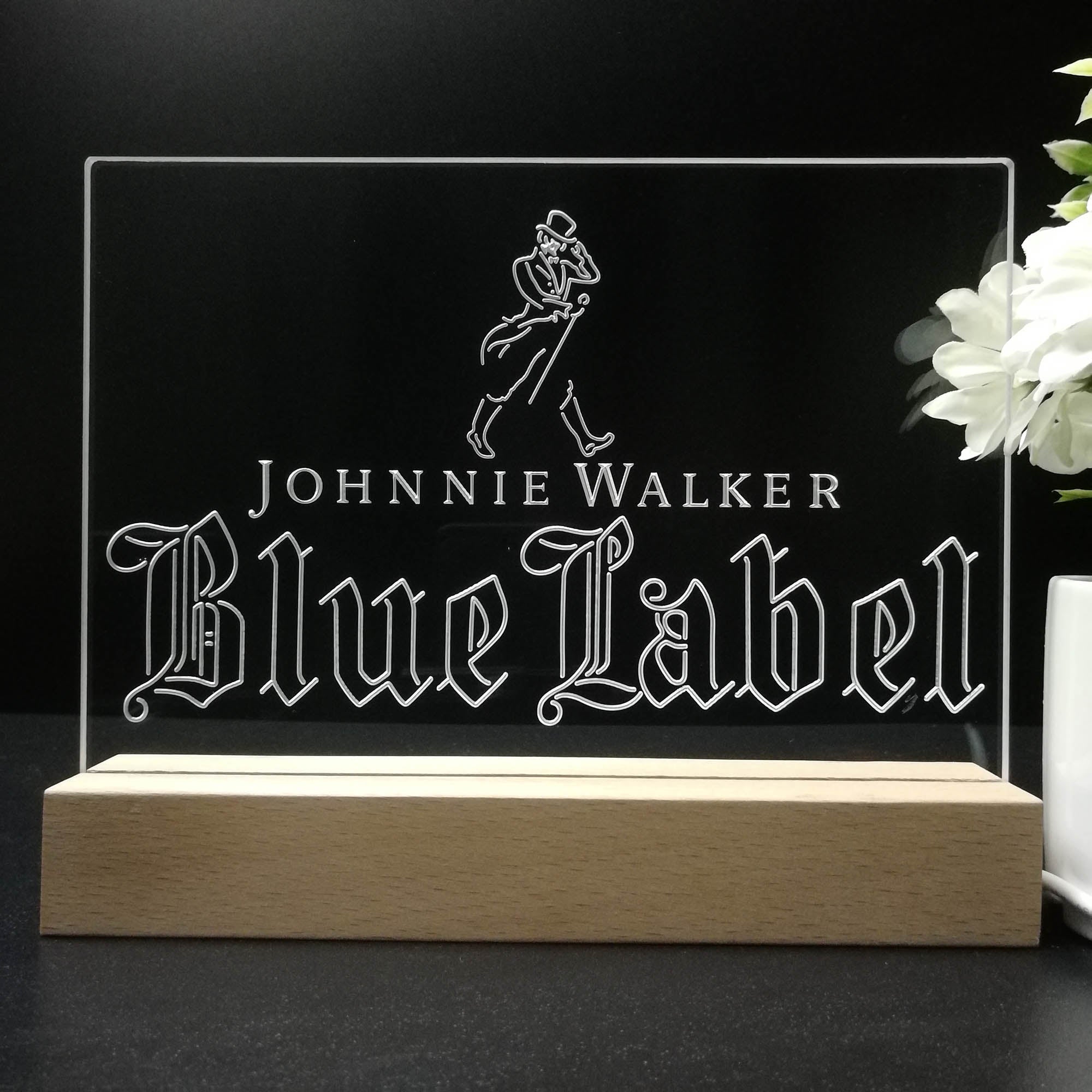 Johnnie Walker Blue Label Whiskey Neon Sign Pub Bar Lamp