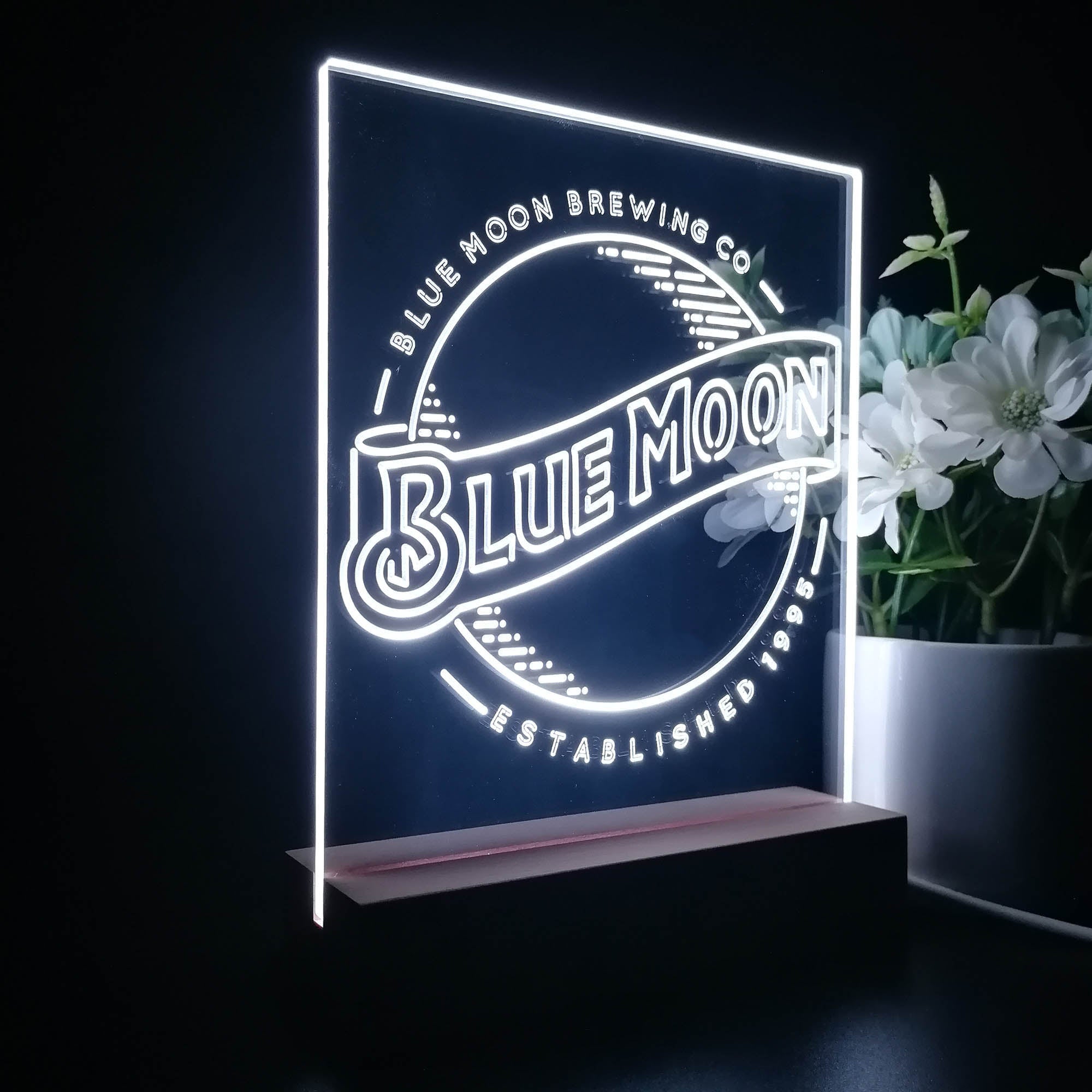 Blue Moon Bar 3D Illusion Night Light Desk Lamp